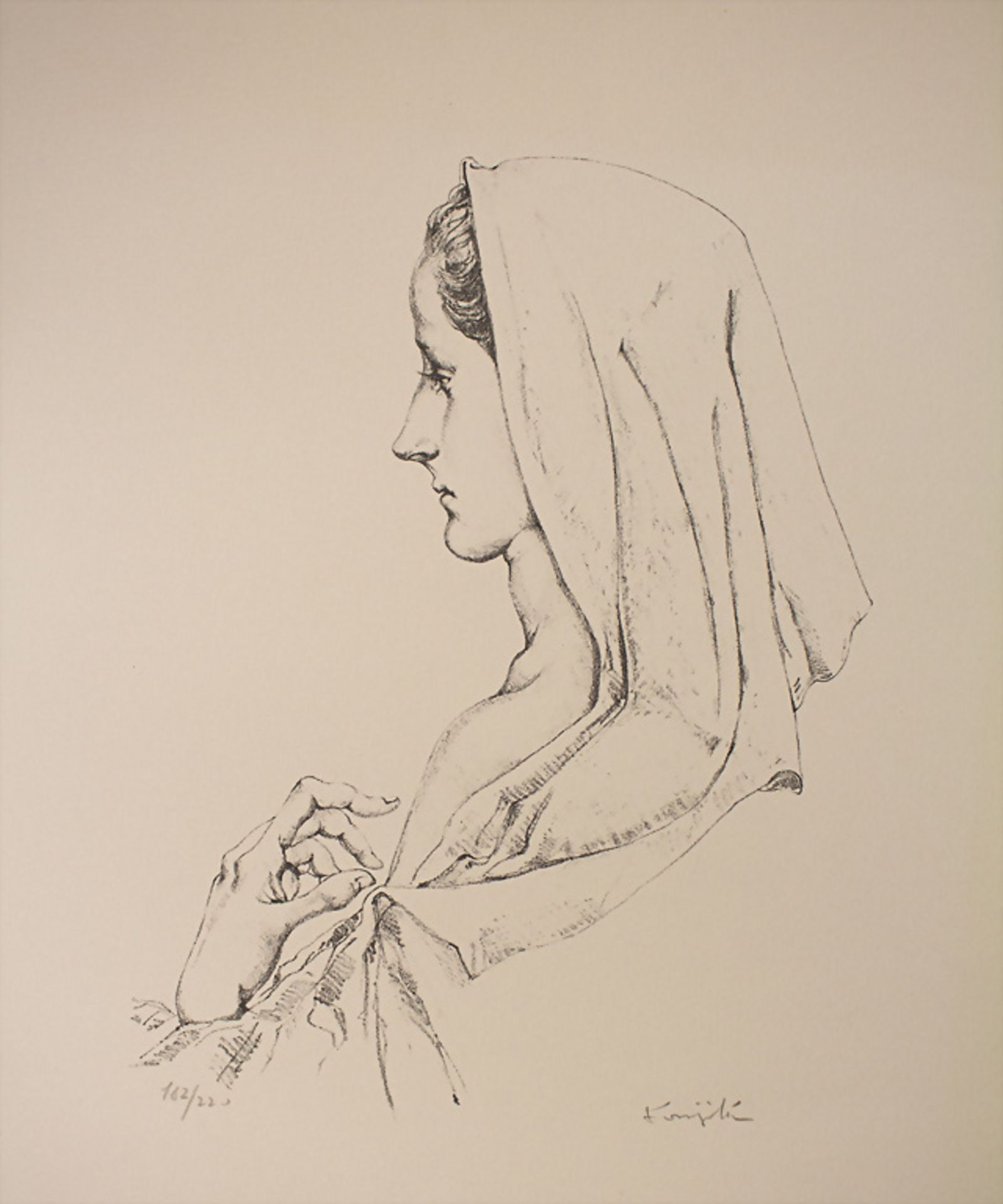 Tsuguharu FOUJITA (1886-1968), 'Profil de Madonne' / 'Marienprofil' / 'Mary in profile'