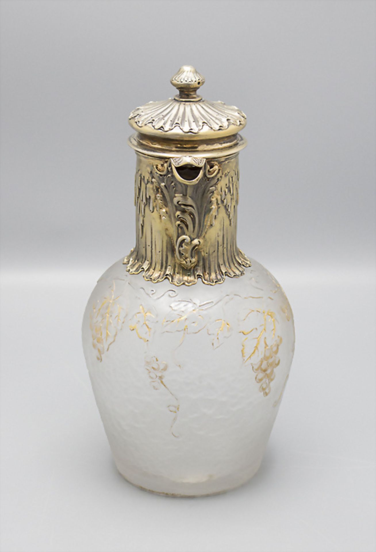 Jugendstil Schenkkrug mit Silbermontur / An Art Nouveau glass decanter with silver mount, wohl ... - Bild 2 aus 7