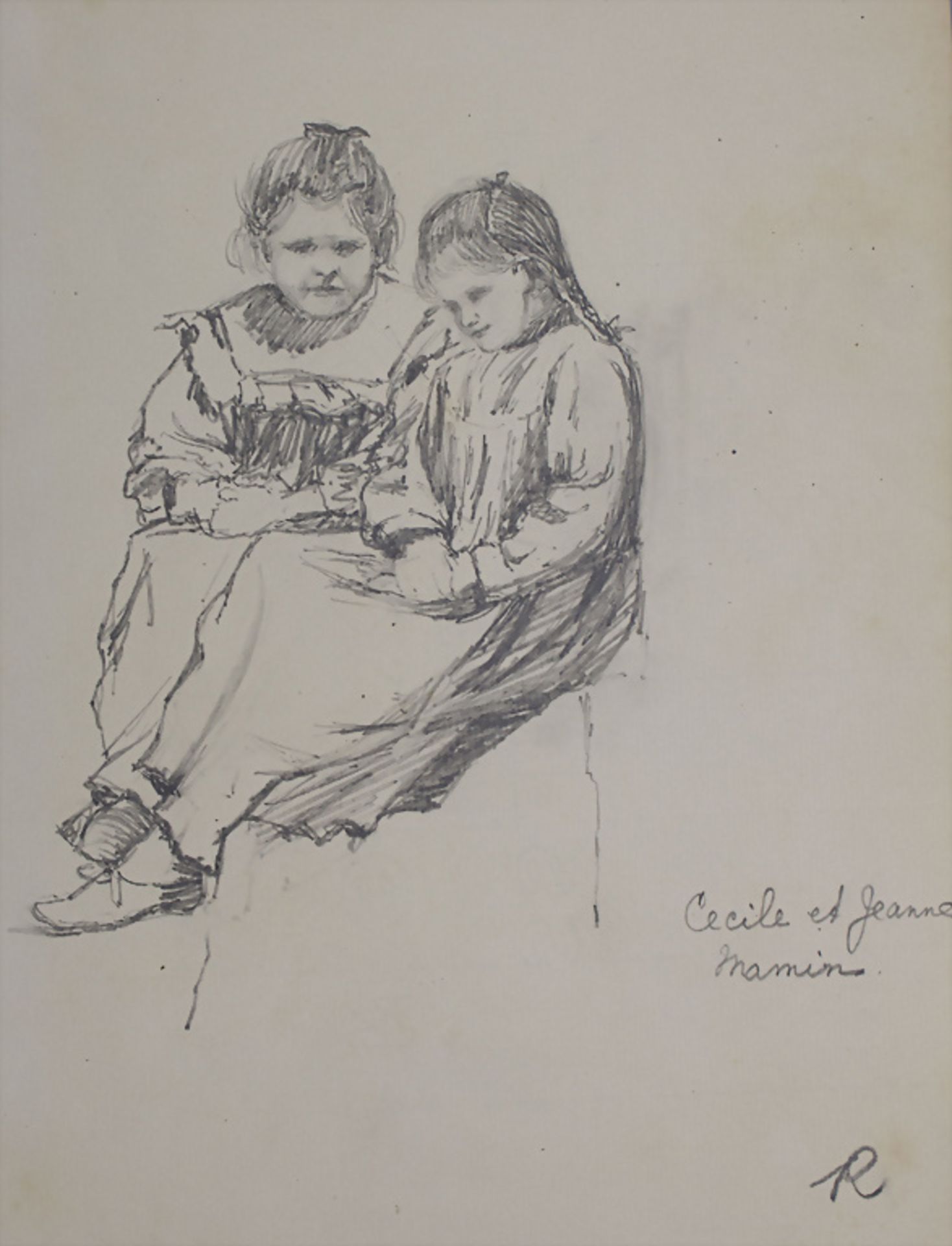 Monogrammist des 20. Jahrhunderts, 'Sitzende Mädchen' / 'Sitting girls' - Image 2 of 3