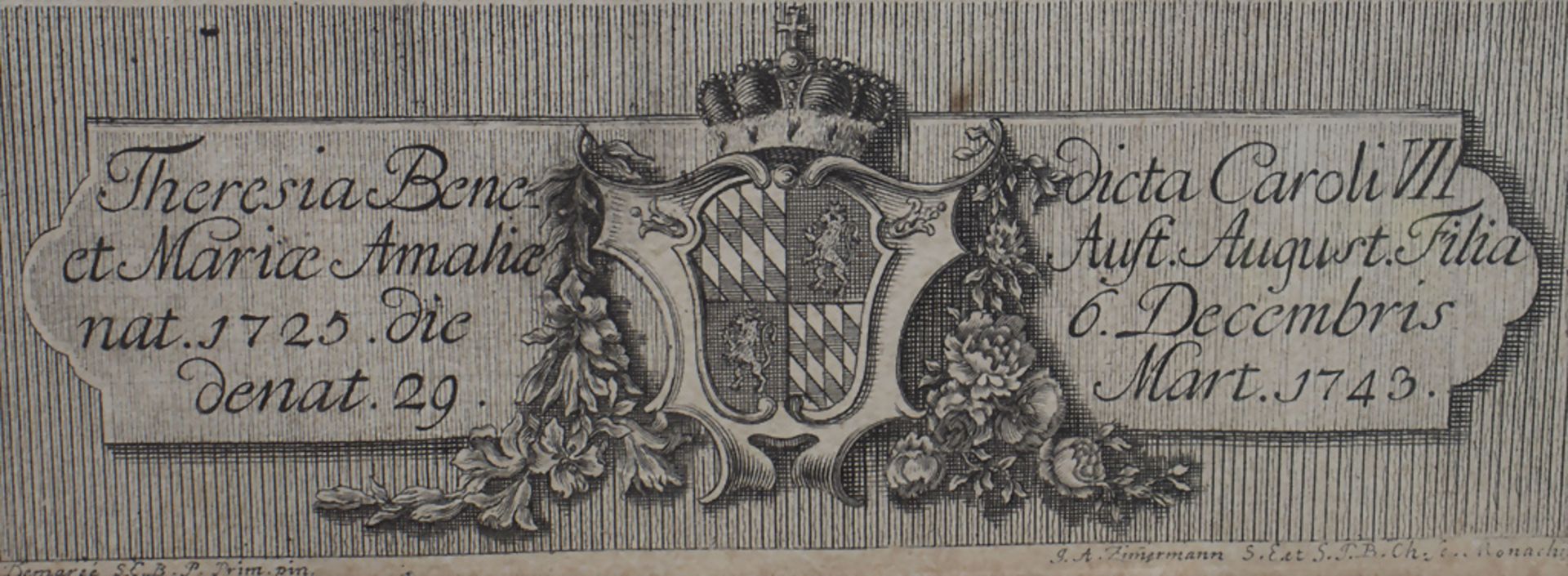 Porträt-Stich 'Theresia Benedicte von Bayern', 19. Jh. - Image 4 of 6