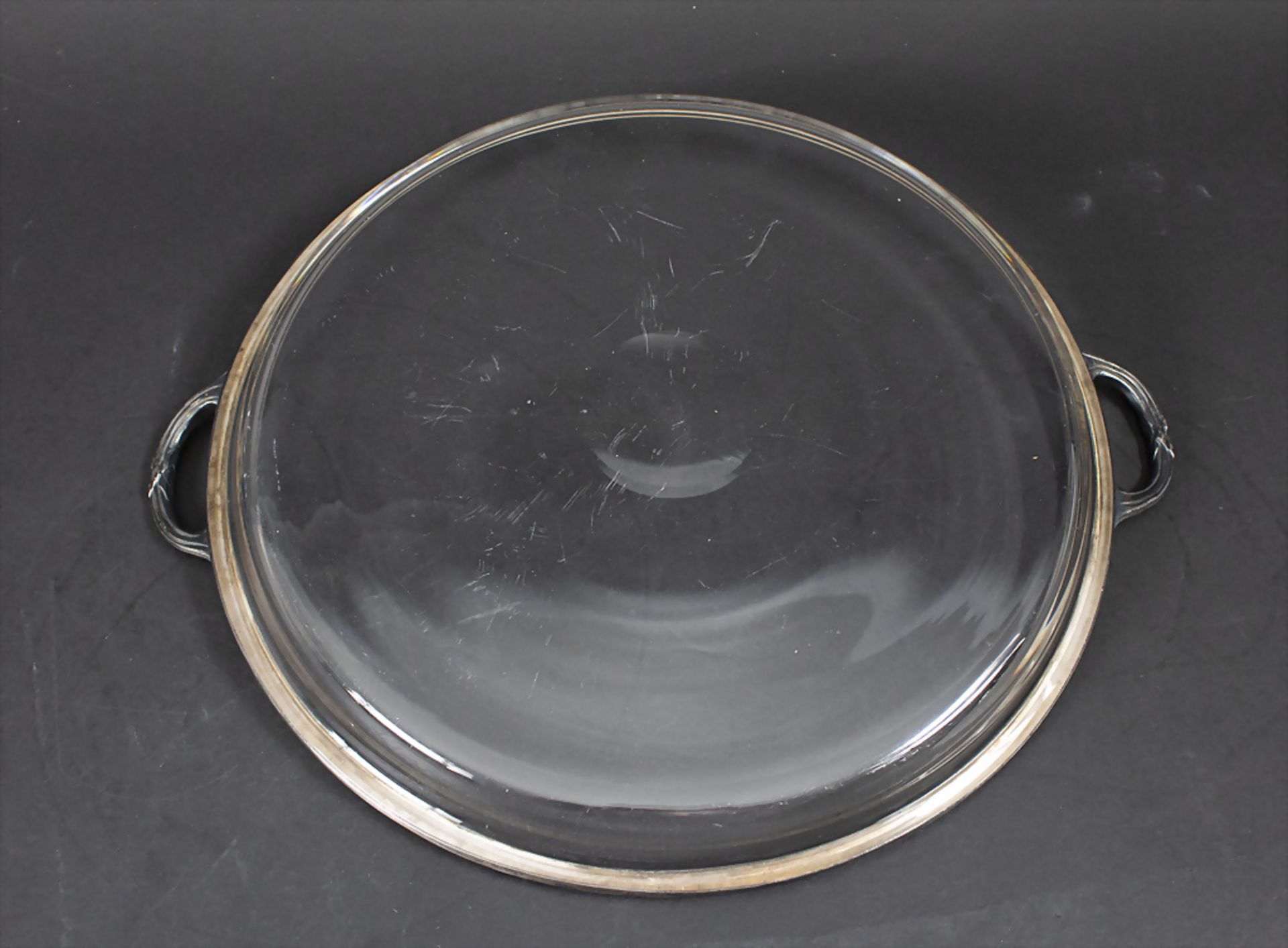 Großes Glastablett mit Silbermontur / A large glass tray with silver mount, Boutet Fils & ... - Bild 3 aus 5