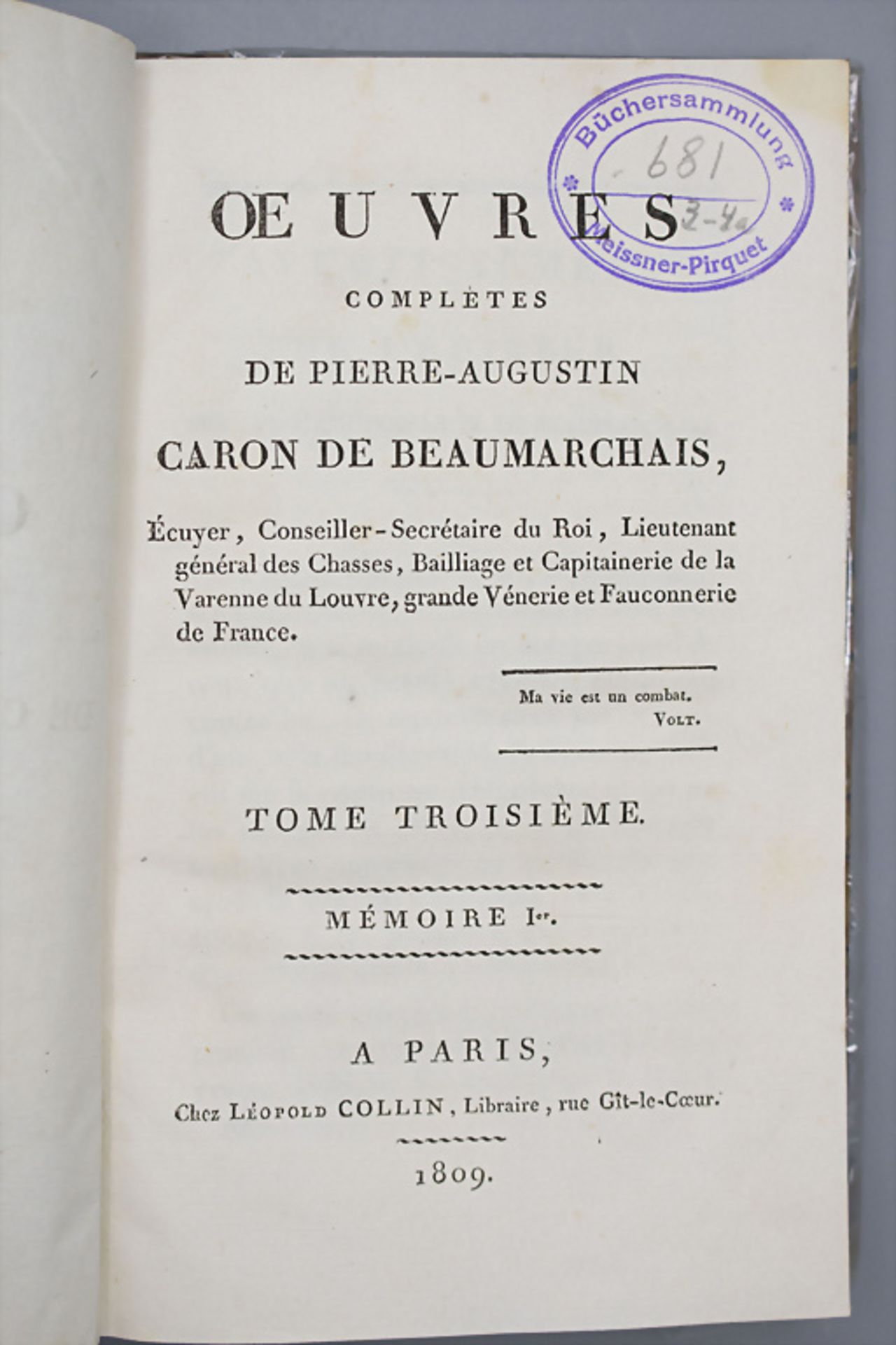 P.- A. Caron de Beaumarchais: 'Oeuvres complètes', Paris, 1809 - Bild 3 aus 5