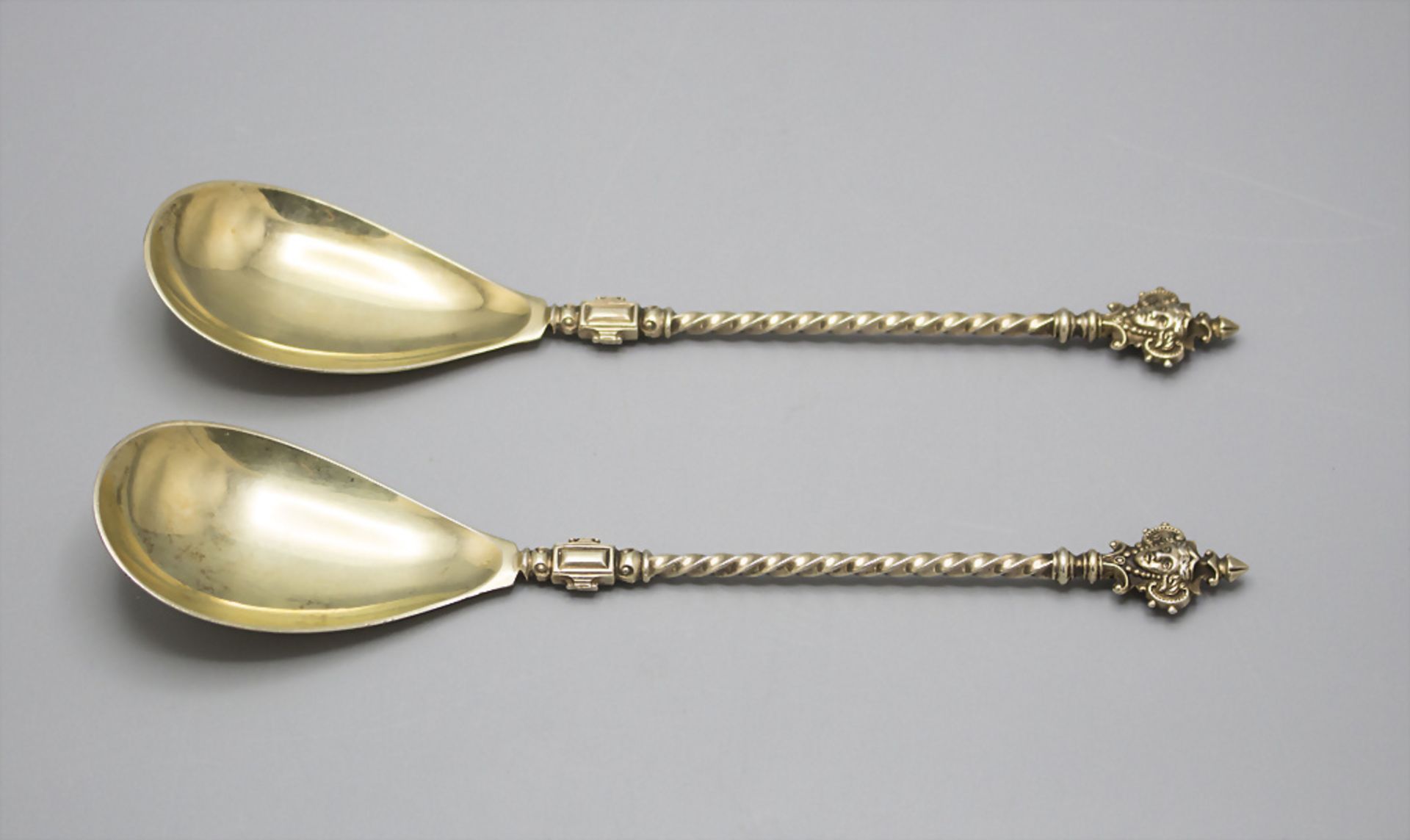 2 Vorlegelöffel / 2 silver serving spoons, deutch, um 1890