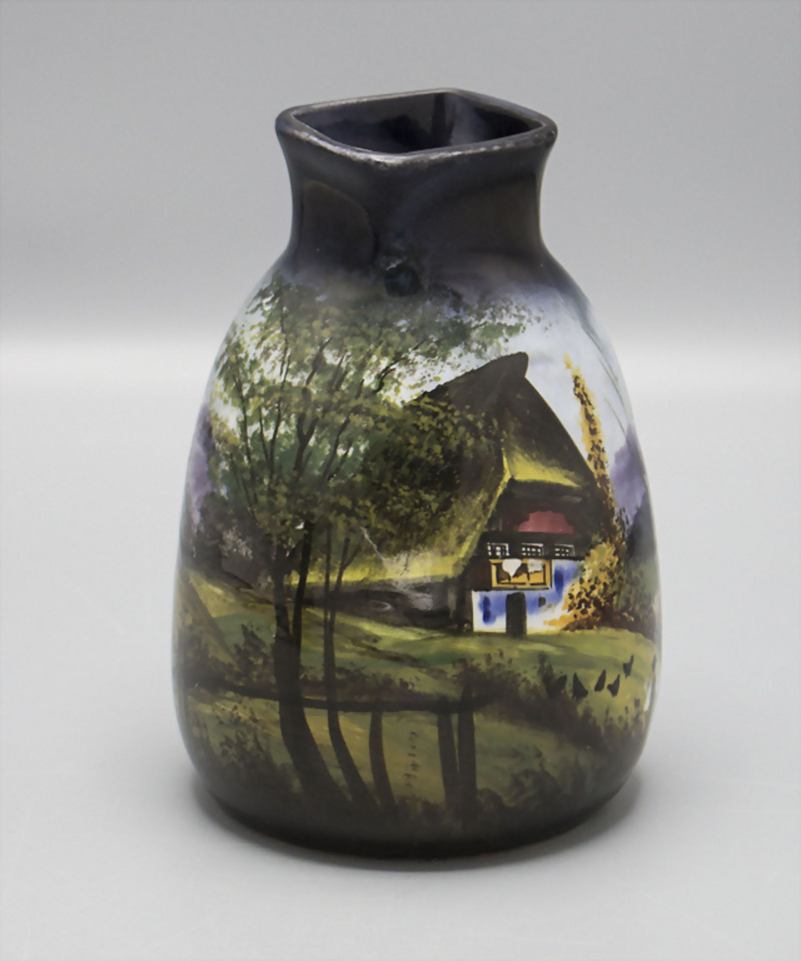 Jugendstil Schwarzwald Vase mit Abendstimmung, Schramberg, um 1920 - Image 4 of 5