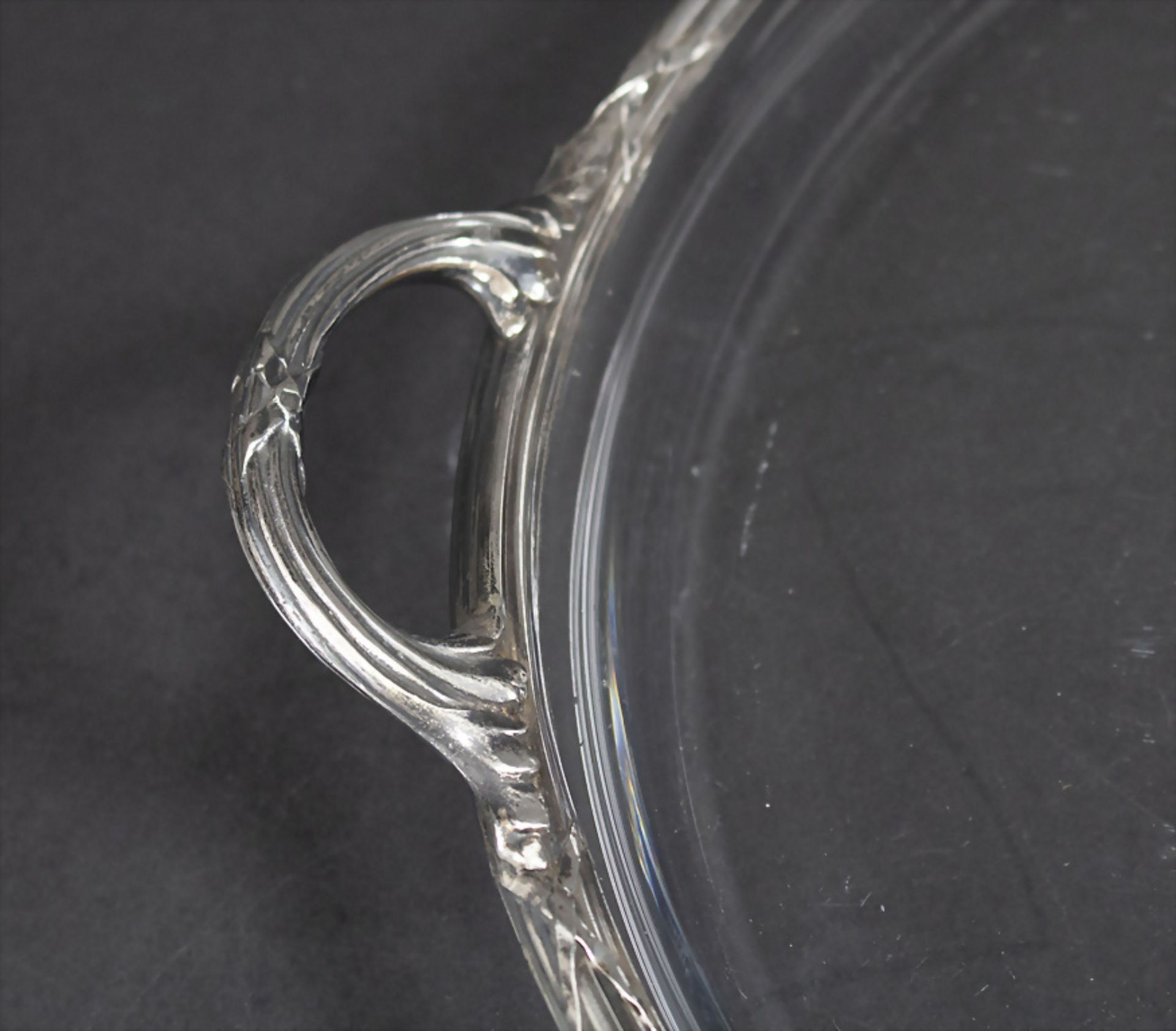 Großes Glastablett mit Silbermontur / A large glass tray with silver mount, Boutet Fils & ... - Bild 2 aus 5