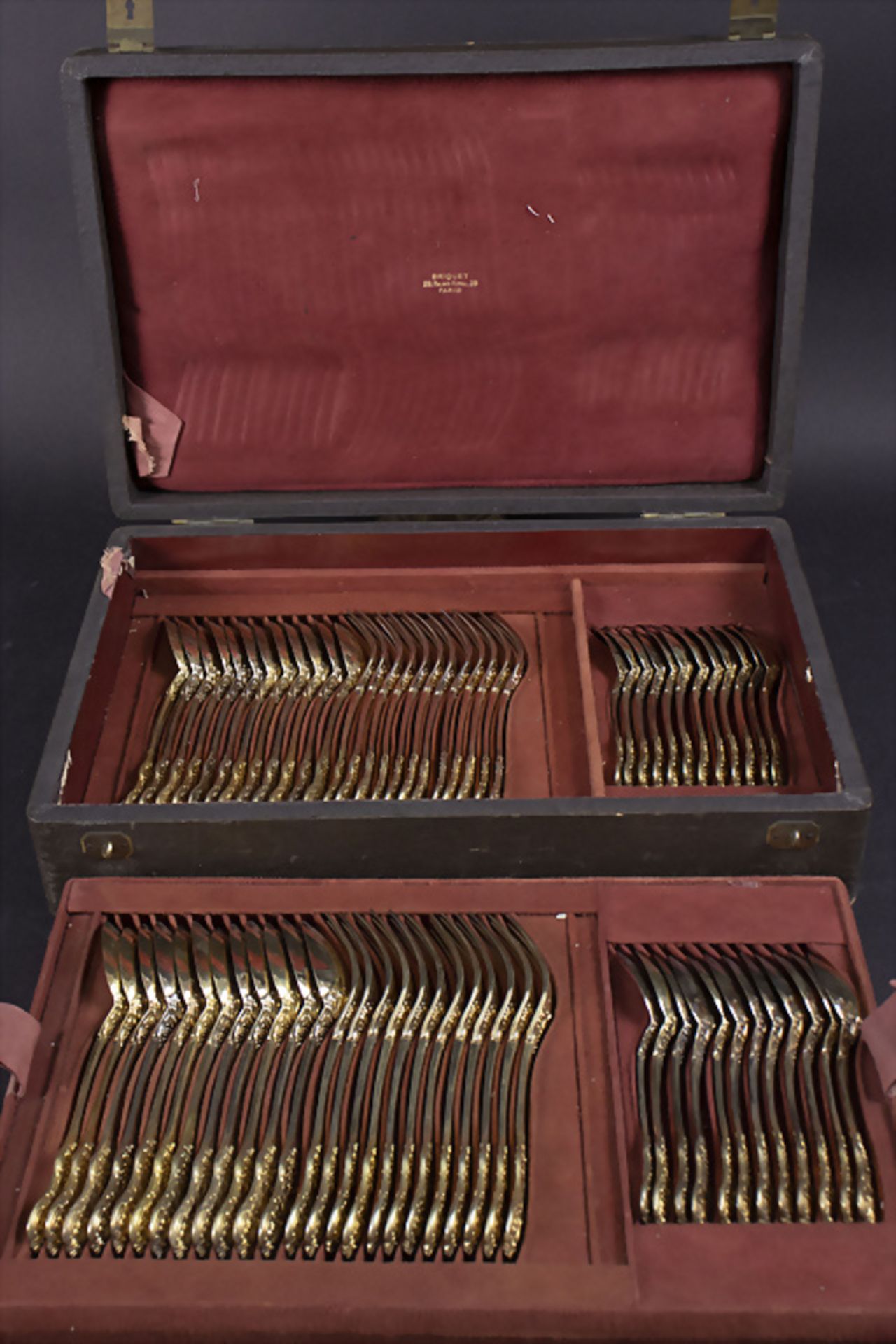 Silberbesteck für 24 Personen / 72 pieces of gilded silver cutlery, Francois Xavier Jeannotat, ... - Bild 2 aus 12