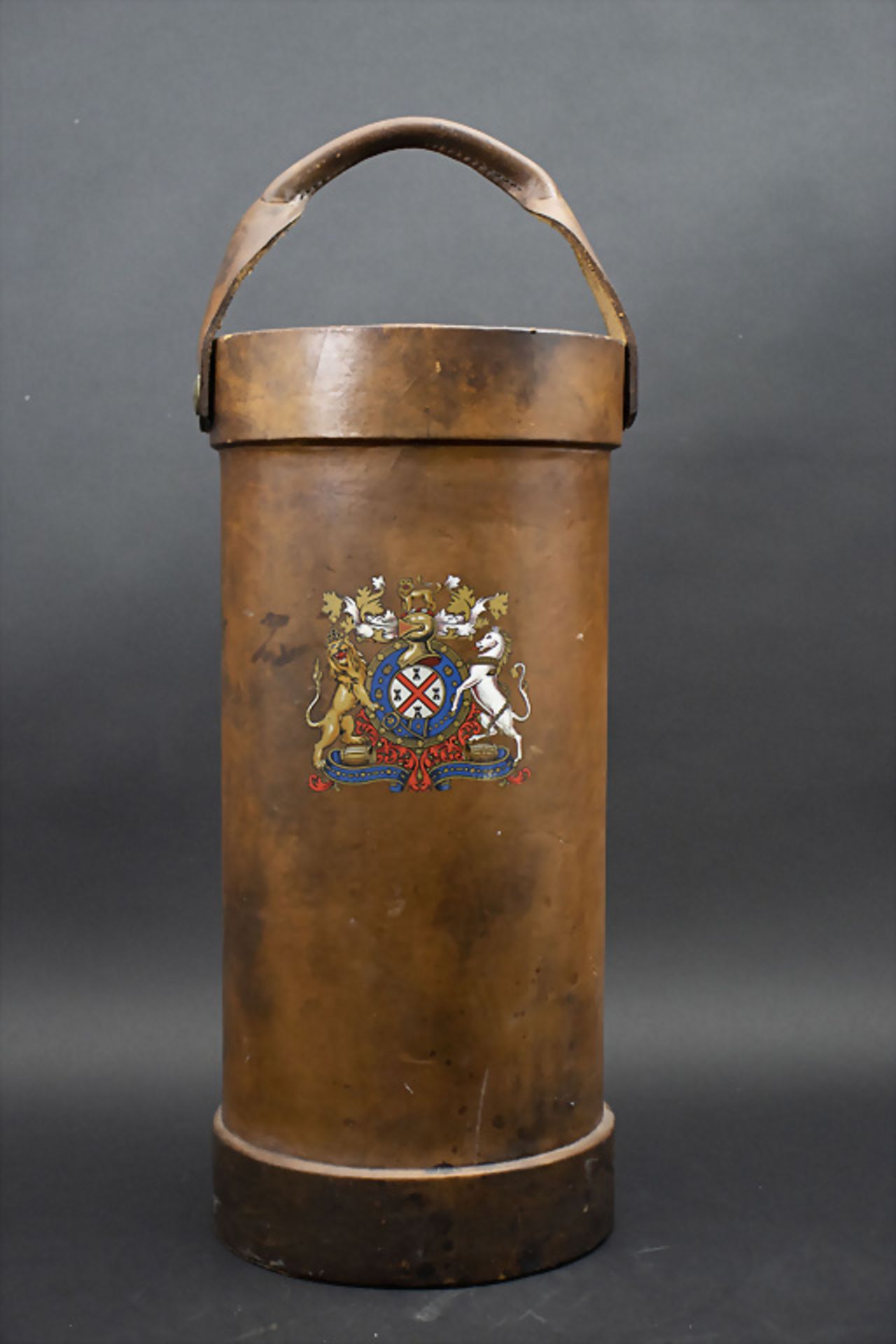 Leder Schirmständer / A leather umbrella stand, um 1900