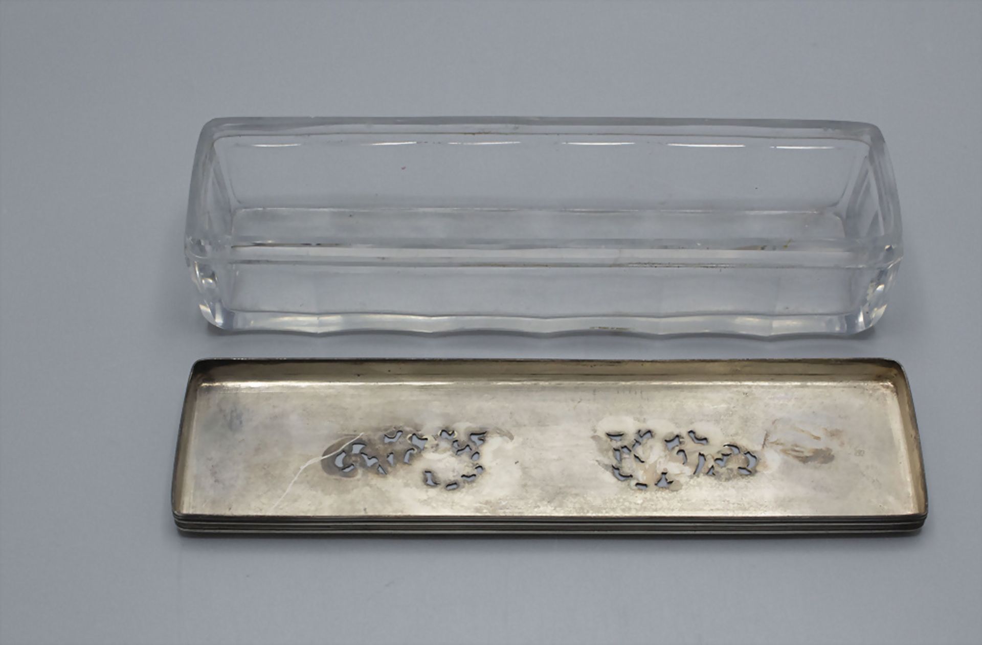 Glasdose mit Silberdeckel / A glass box with a silver lid, Frankreich, um 1900 - Bild 3 aus 4