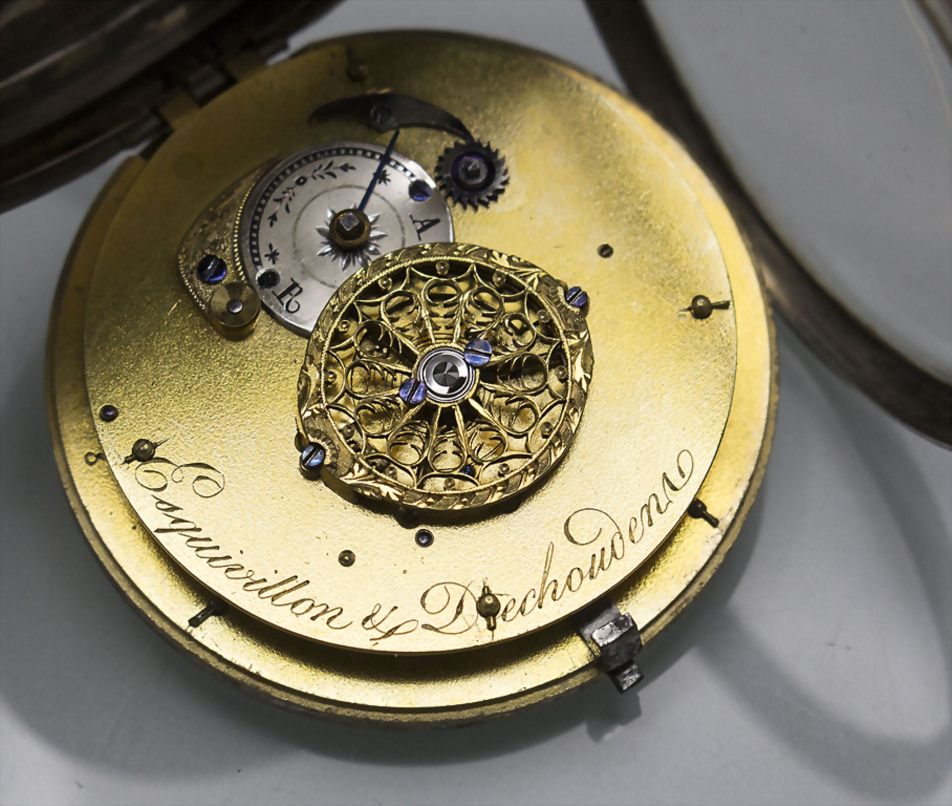 Taschenuhr mit zwei Zeitzonen / A silver pocket watch with 2 time zones, Esquivillon & ... - Image 4 of 8