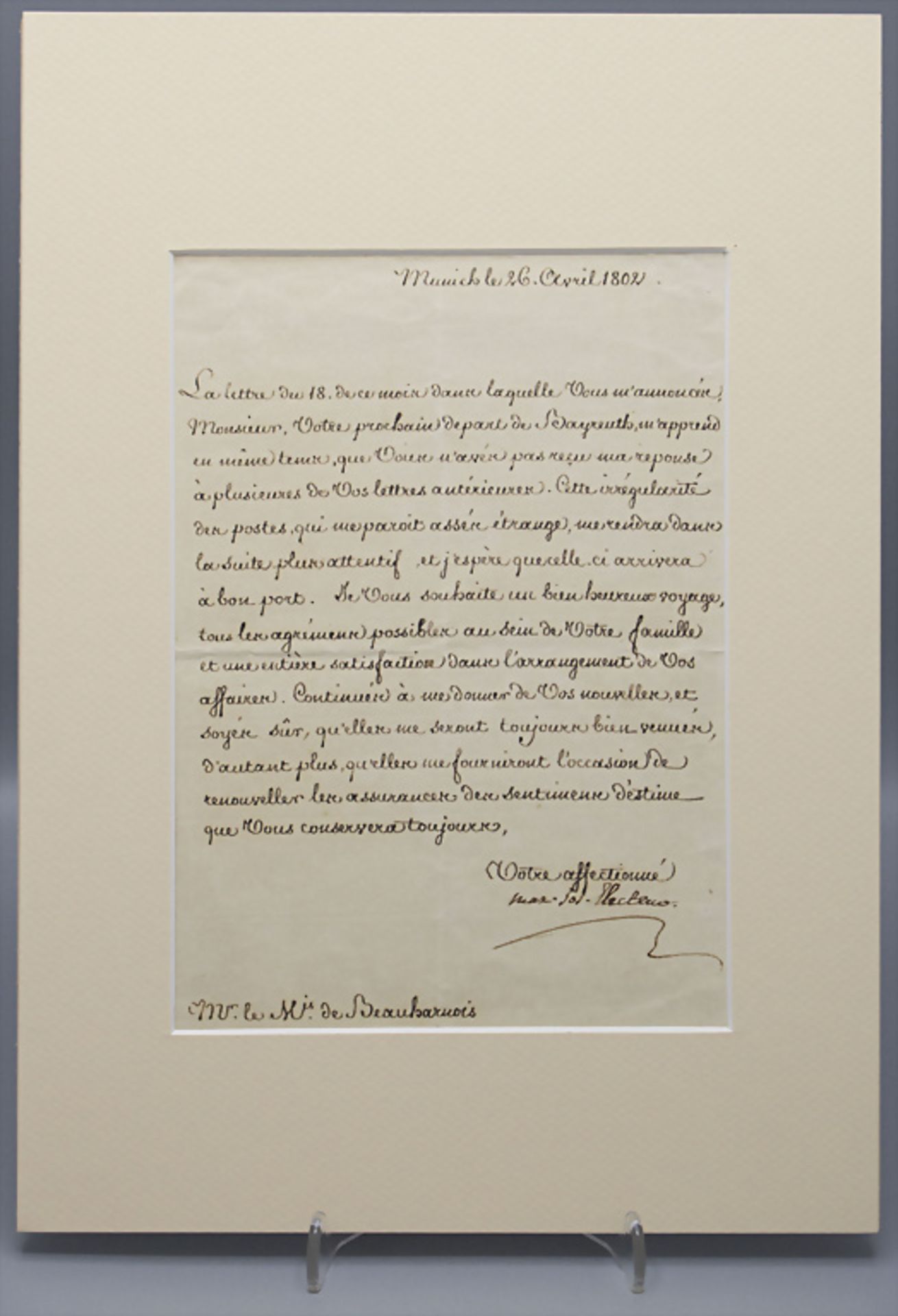 Dankschreiben / Two letters of thanks, Autograph Max IV. Joseph Herzog von Pfalz-Bayern ...