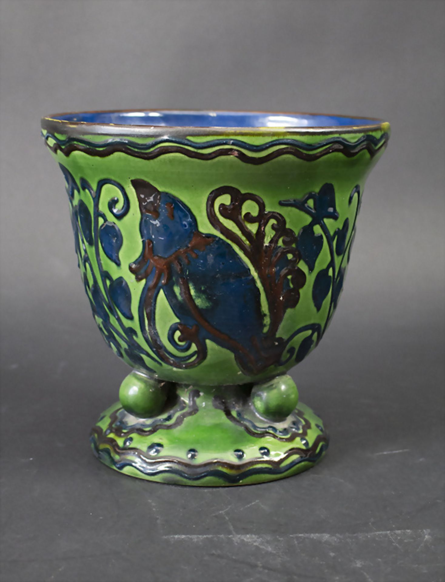 Jugendstil Majolika Vase / An Art Nouveau majolica vase, Tonwerke Kandern, um 1915 - Bild 4 aus 6