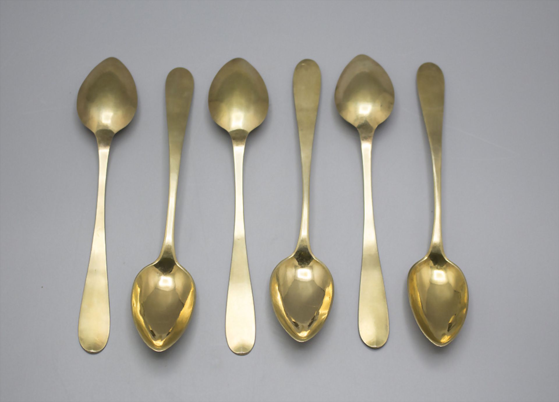 6 Teelöffel / A set of 6 silver tea spoons, deutsch, um 1830