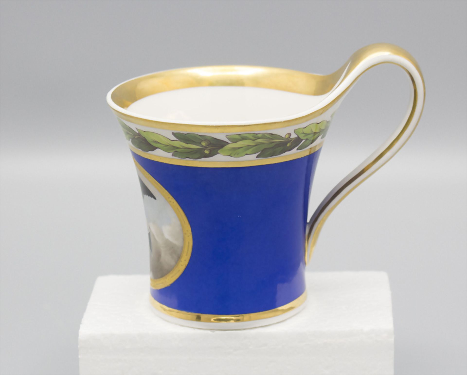 Porzellan Tasse mit UT zum Gedenken der Schlacht bei Leipzig / A porcelain cup with saucer, ... - Bild 6 aus 7