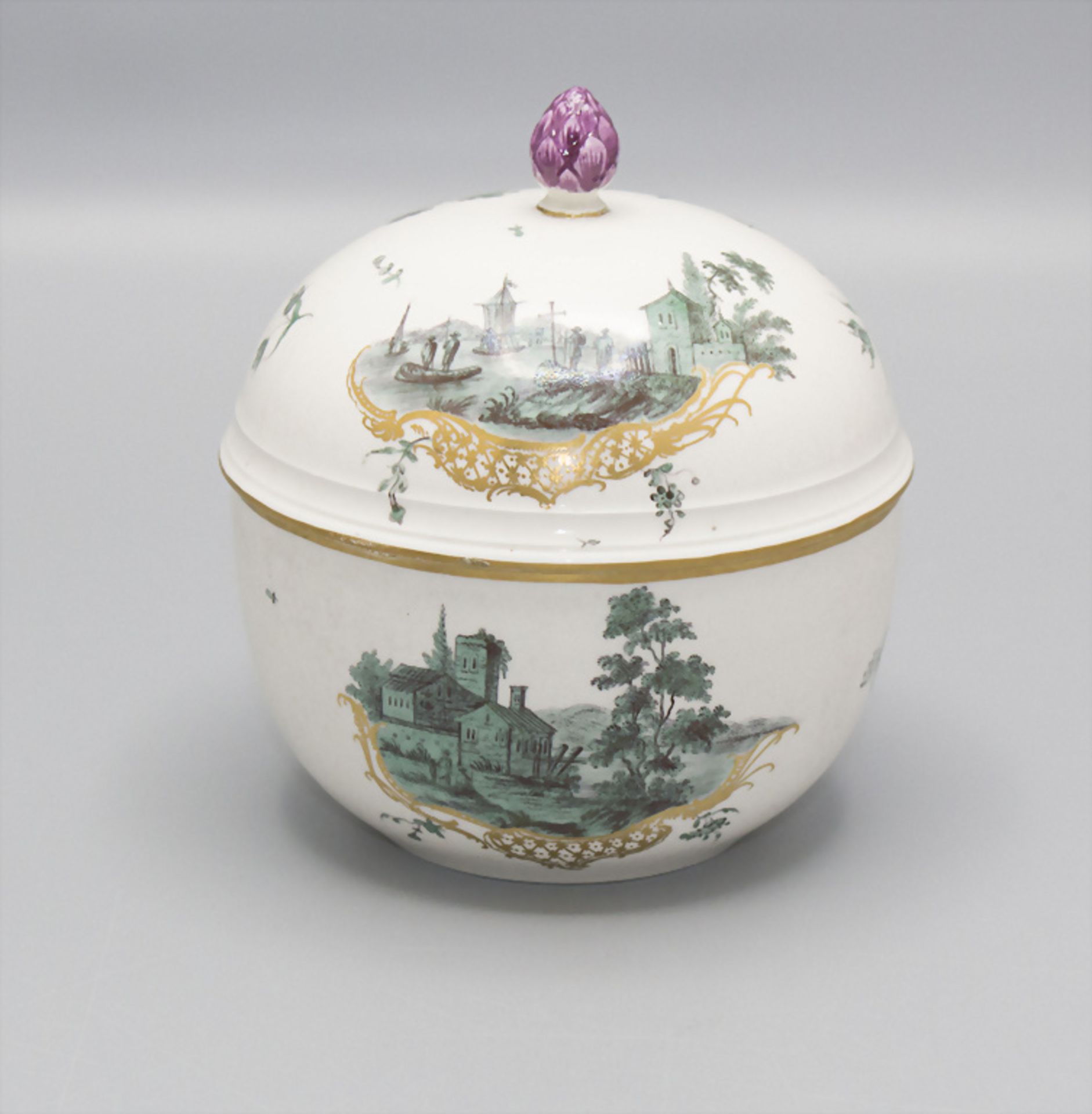 Porzellan Zuckerdose / A porcelain lidded sugar bowl, Frankenthal, um 1760 - Image 2 of 4