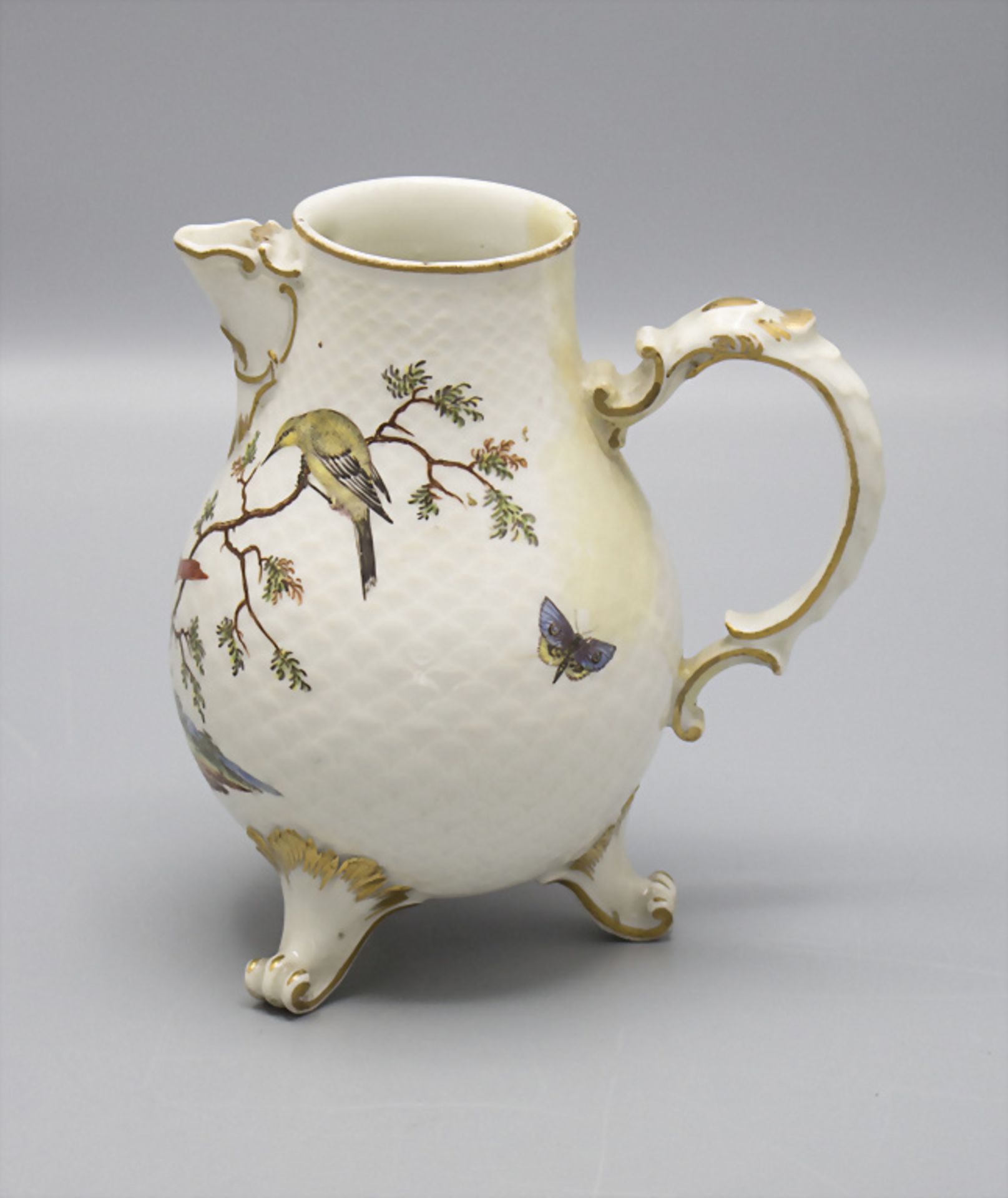 Kanne mit Vogel- u. Insektenmalerei / A porcelain pot with birds and insects, Ludwigsburg, um 1770 - Image 2 of 5