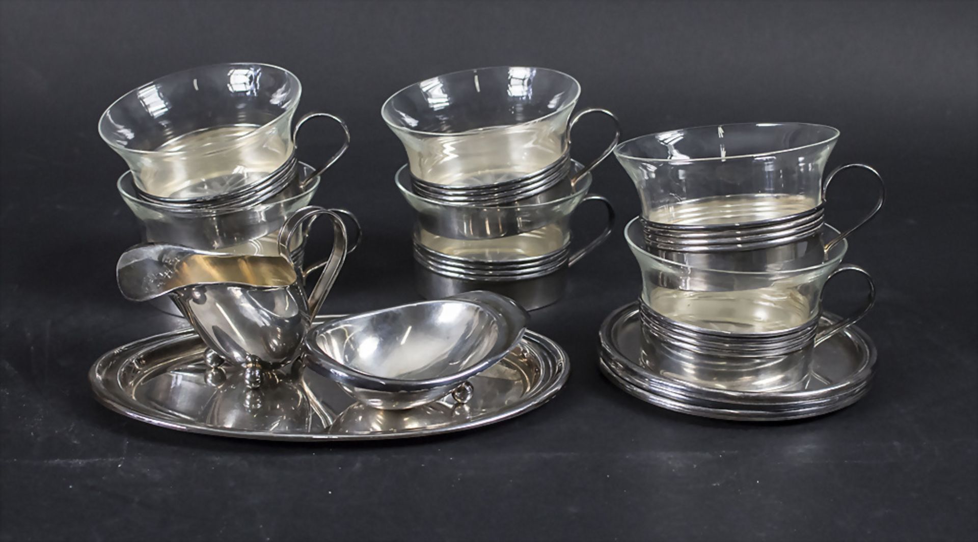 9-teiliges Teeservice / A 9-piece silver tea set, Lutz & Weiss, Pforzheim, um 1960