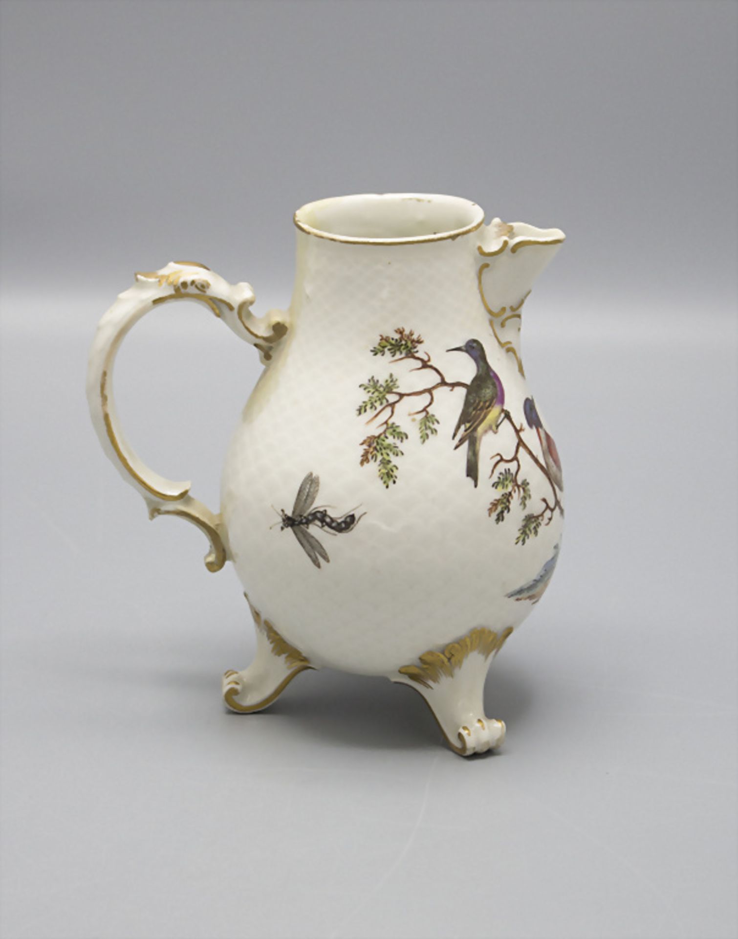 Kanne mit Vogel- u. Insektenmalerei / A porcelain pot with birds and insects, Ludwigsburg, um 1770 - Image 5 of 5