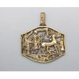 Anhänger 'Tutanchamun auf Streitwagen' / A guilded Sterling silver pendant with Tutankhamun on ...