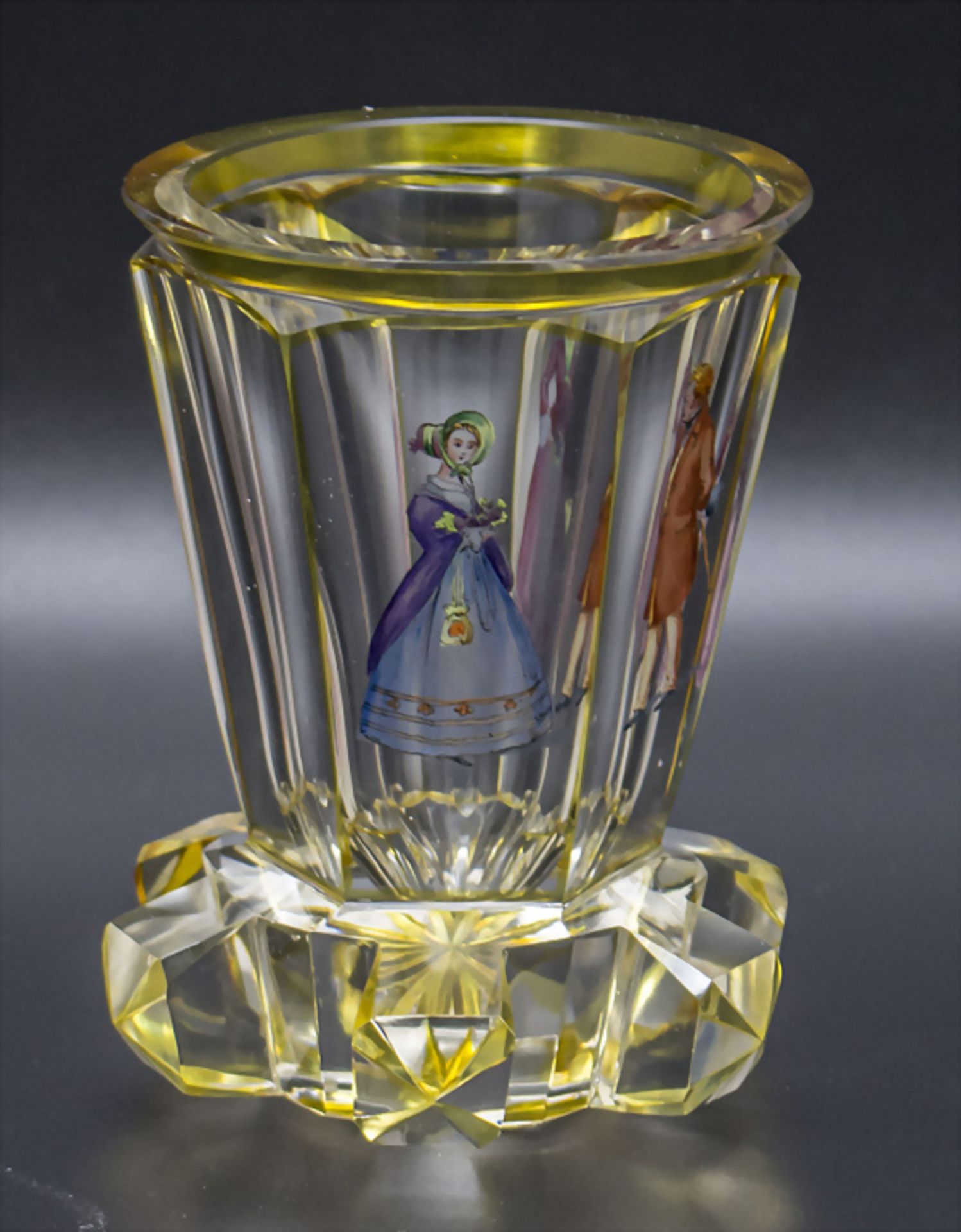 Ranftbecher mit Tranlucidemailmalerei / A glass beaker with translucent enameled painting, ... - Image 2 of 4