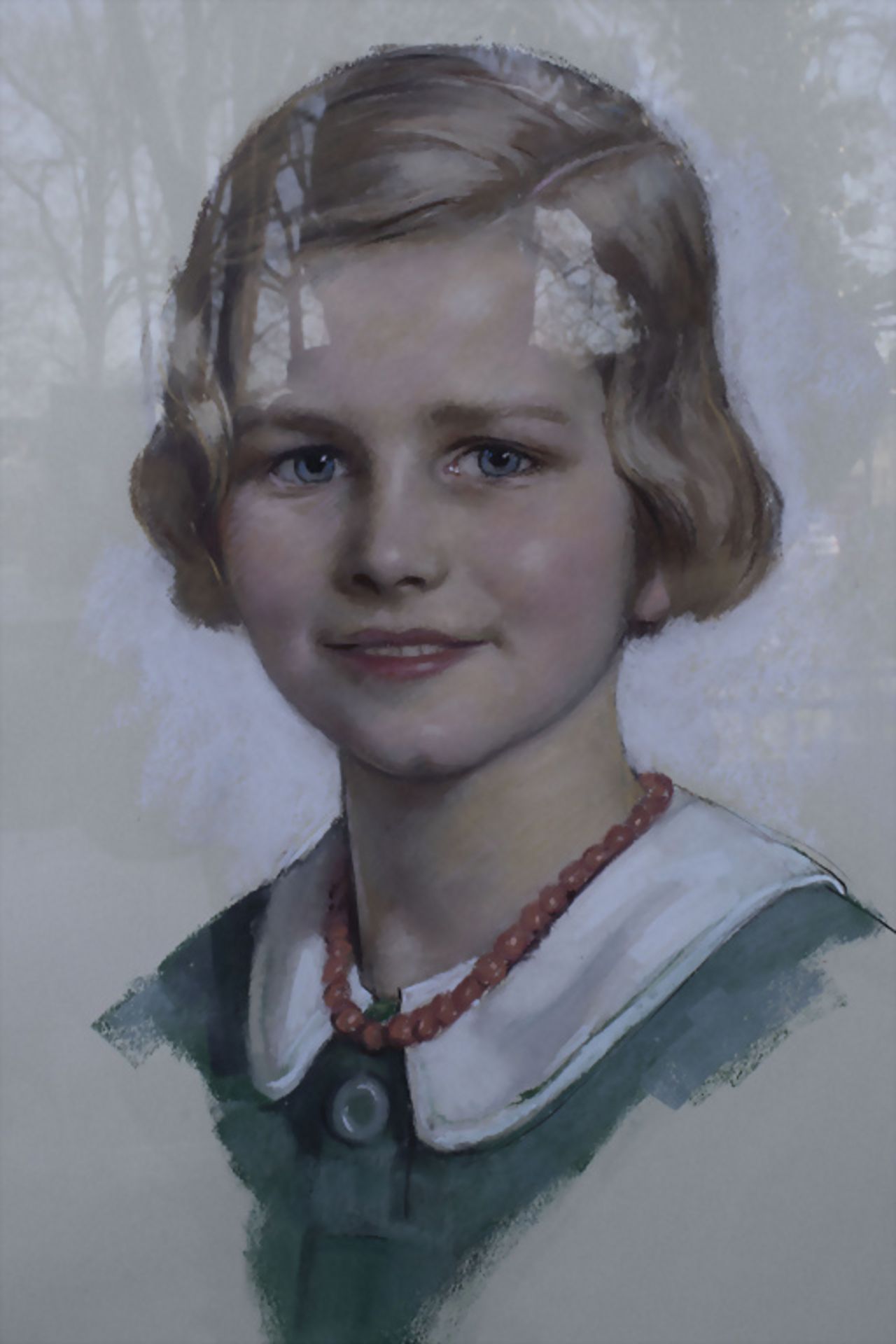 Unbekannter Künstler 20. Jh., 'Mädchenporträt mit Korallenkette' / 'A girls portrait with ... - Image 4 of 5