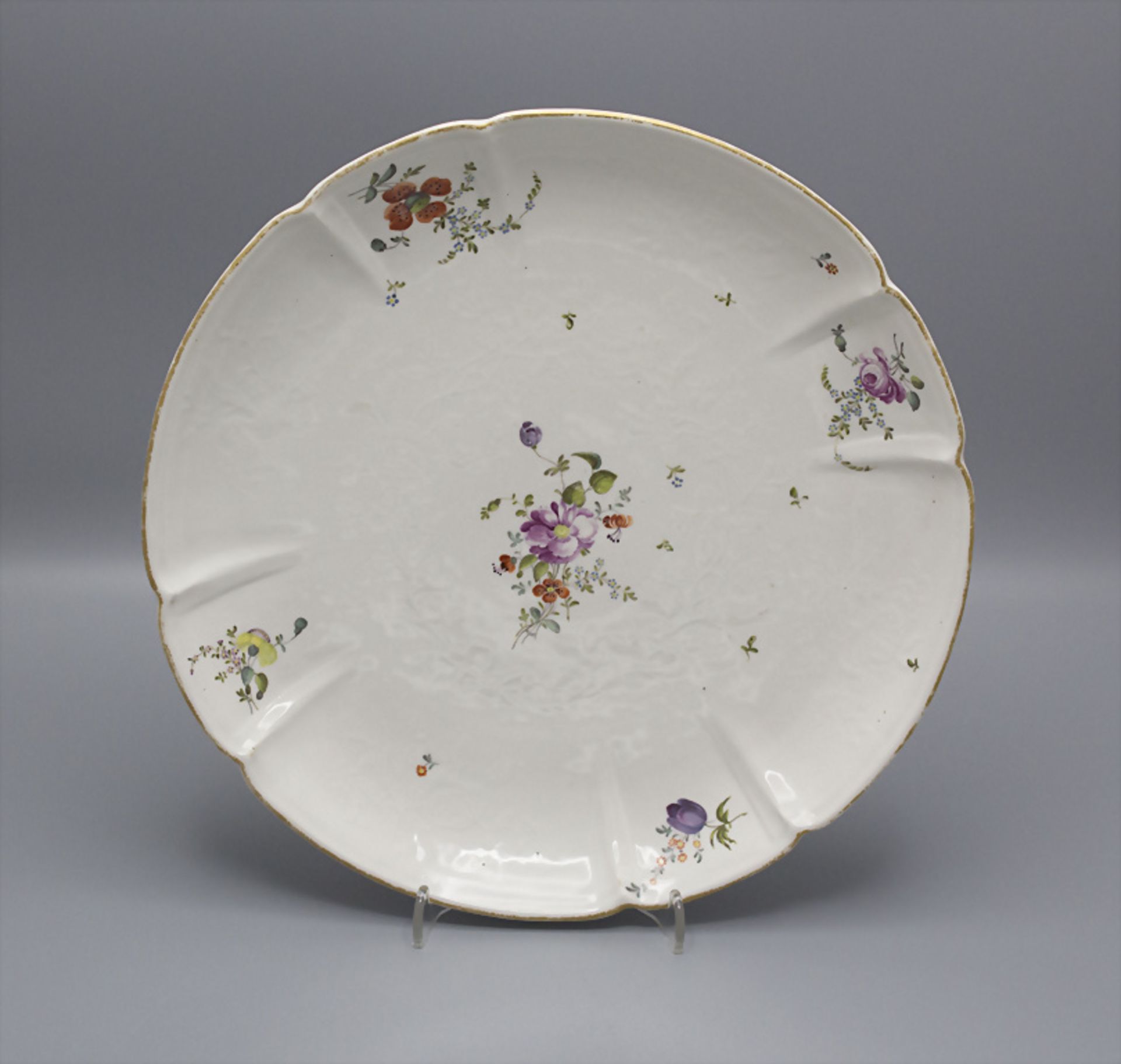 4 Teller mit Blumenmalerei / 4 porcelain plates with flowers, Frankenthal, um 1776 - Image 4 of 9