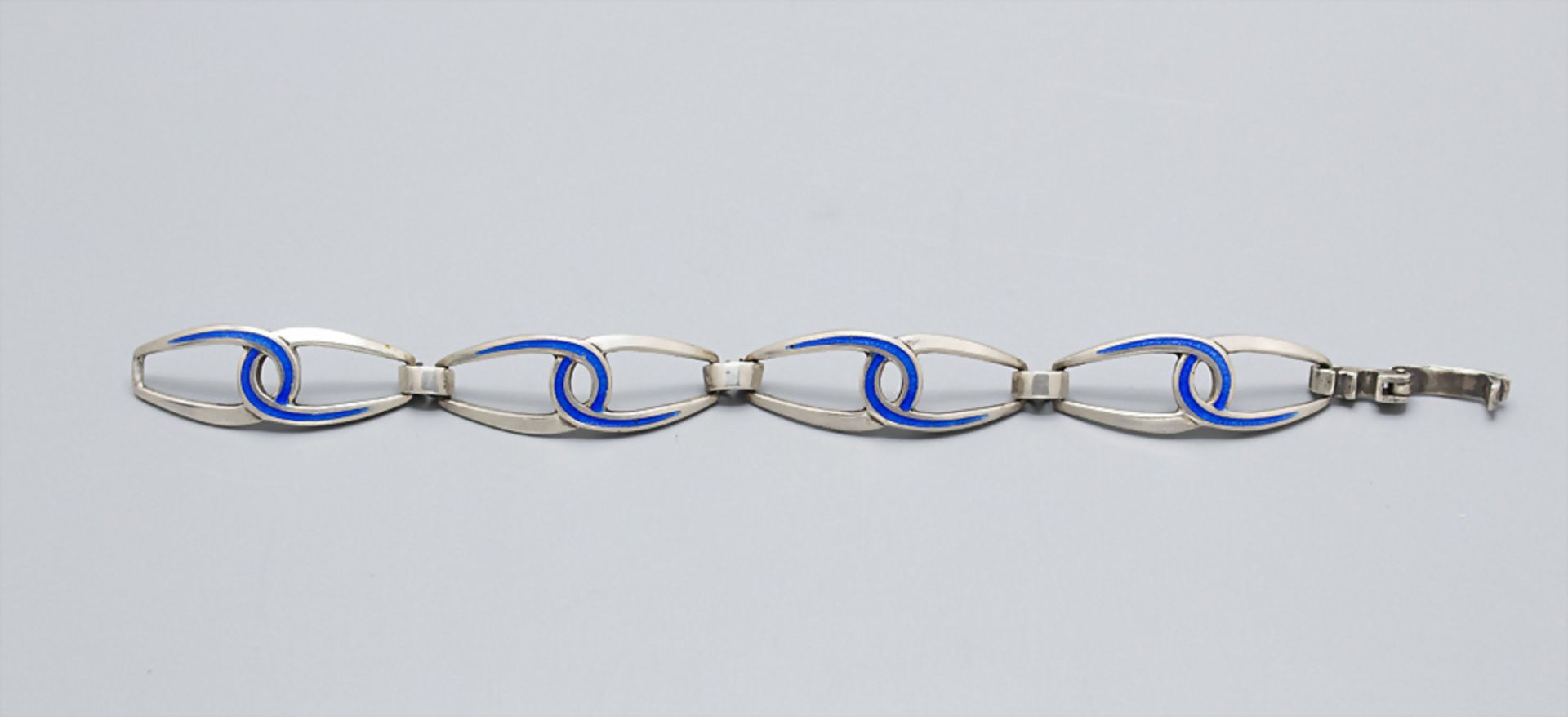 Vintage Silber Armband mit blauem Emaille / A vintage Sterling silver bracelet with blue ...