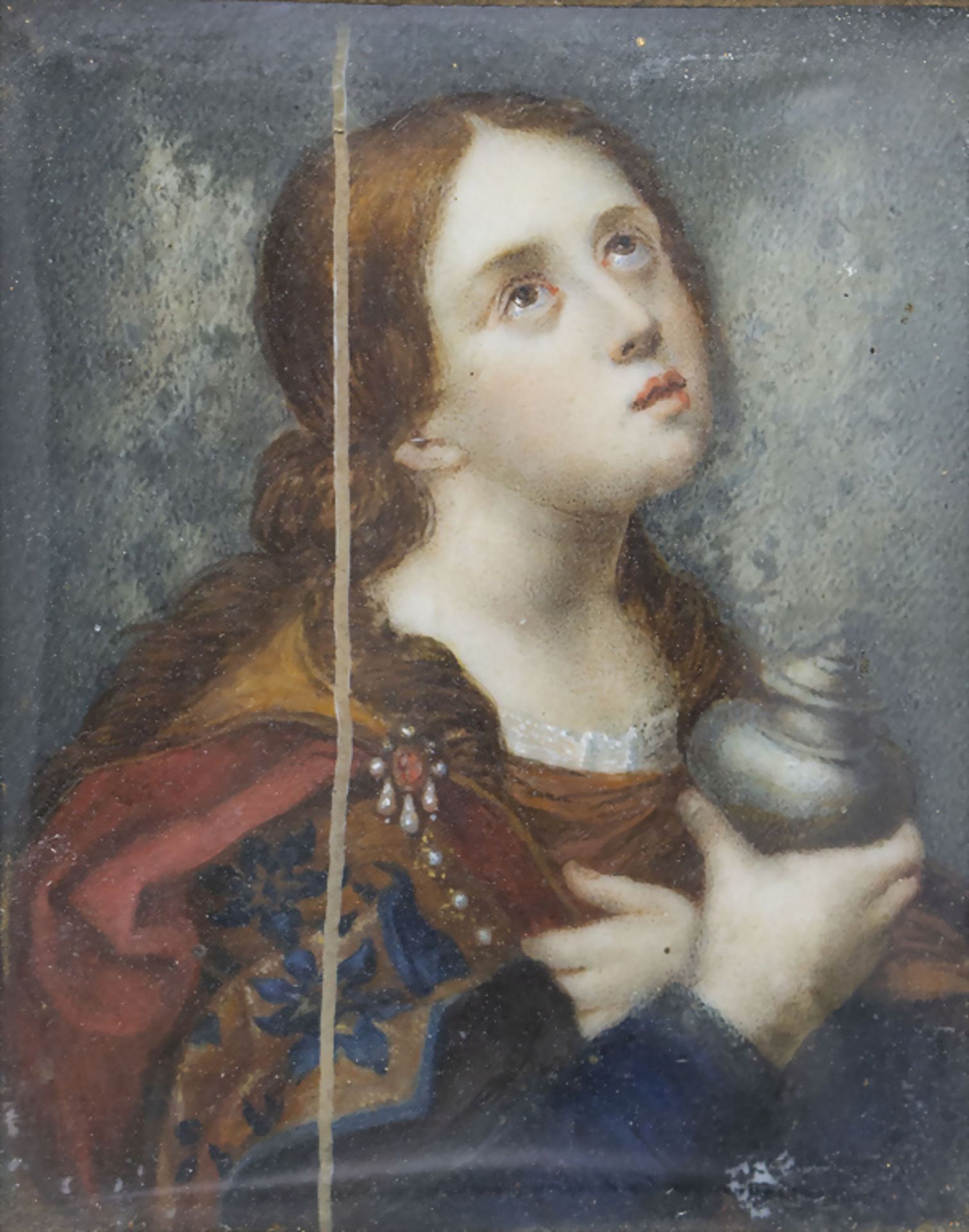 Miniatur Porträt der hl. Maria Magdalena mit dem Salbgefäß / An miniature portrait of Mary ...