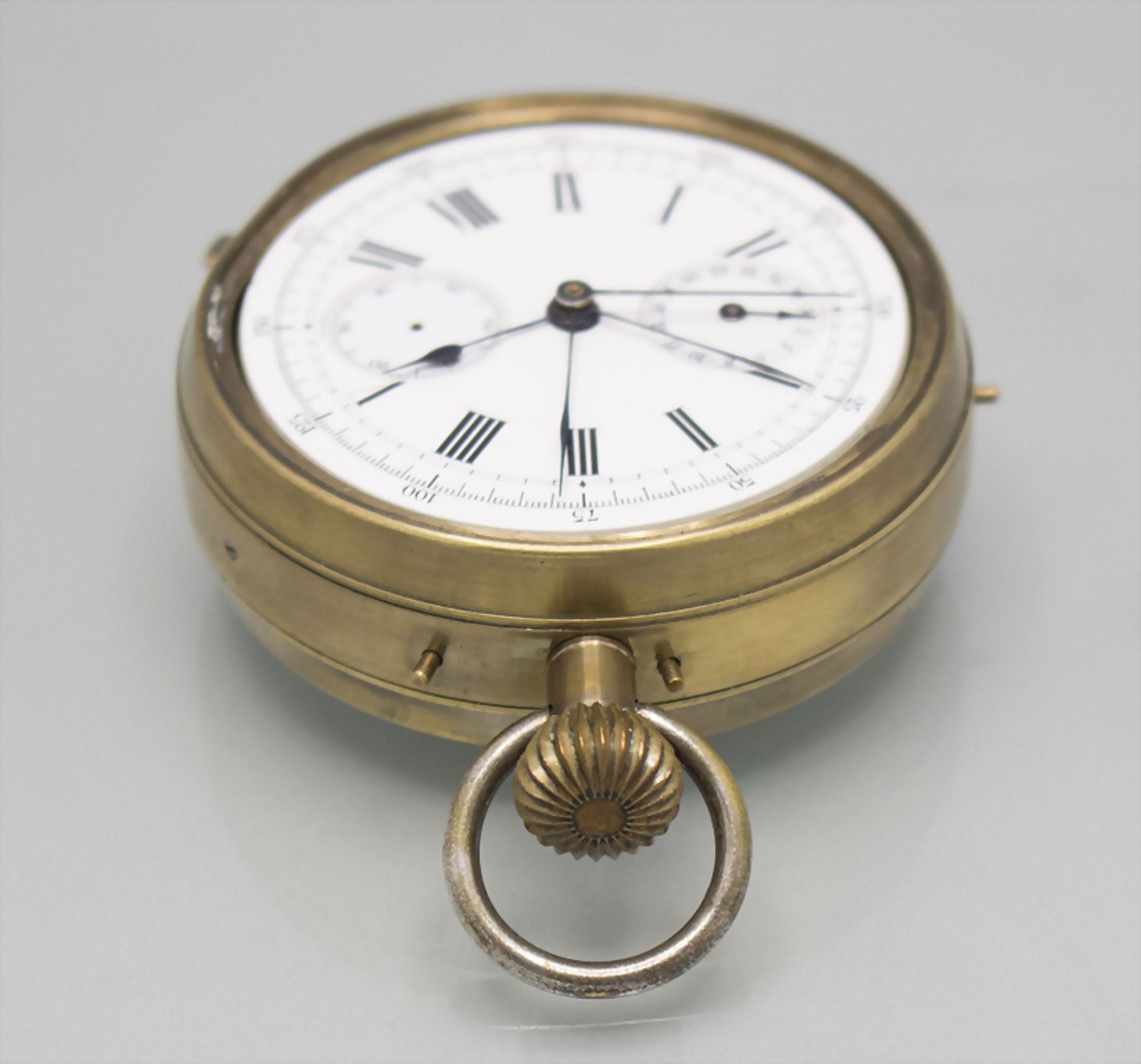 Taschenuhr, Rattrapante-Chronograph mit Minutenrepetition / A pocket watch, um 1900 - Image 3 of 5