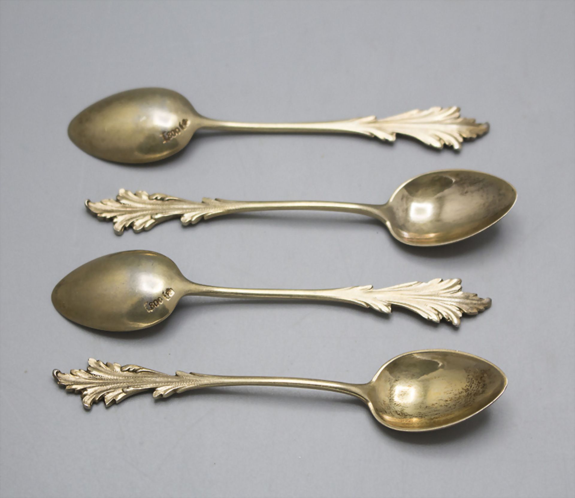 4 kleine Silberlöffel / 4 silver tea spoons, deutsch, um 1920