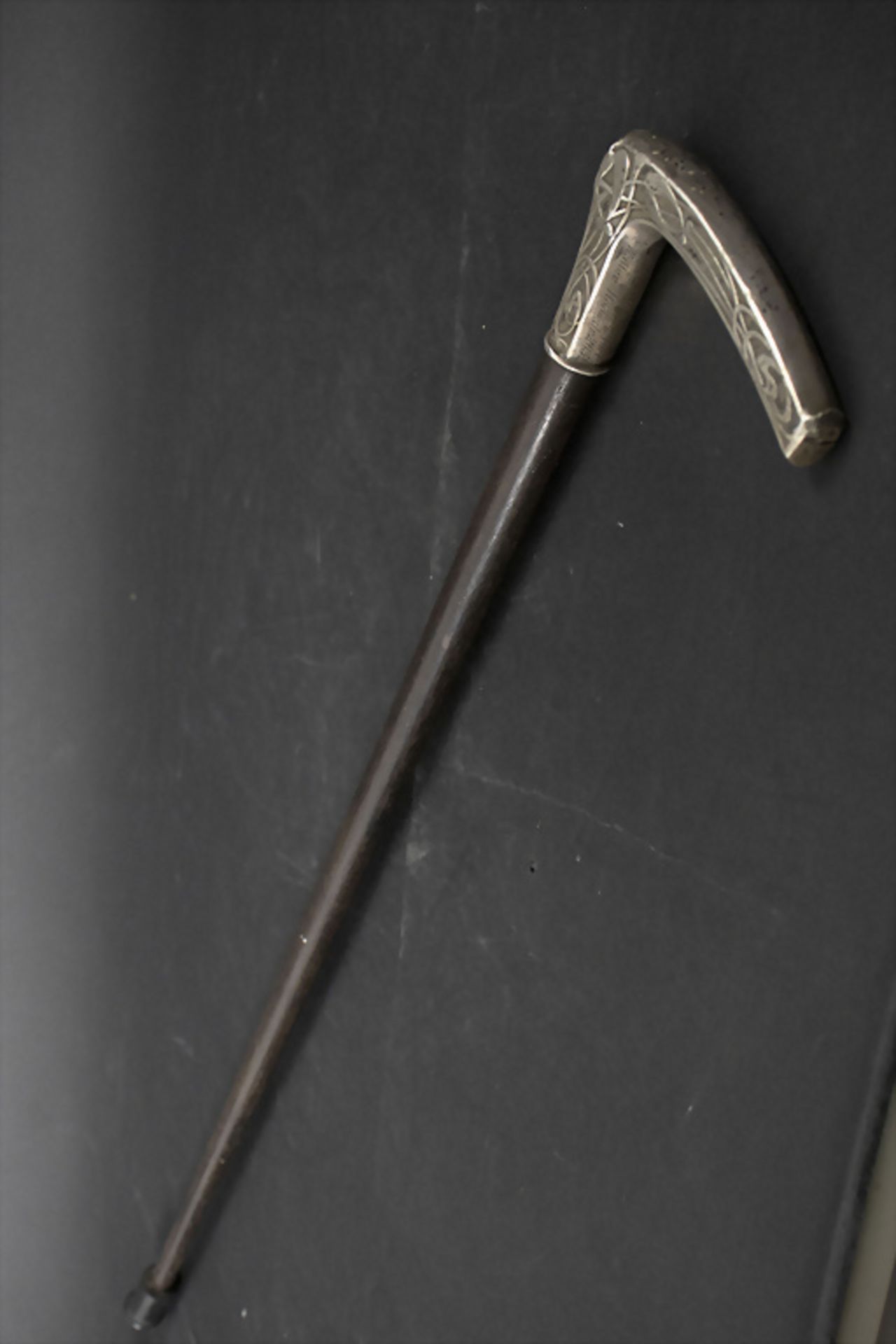 Jugendstil Spazierstock mit Silbergriff / An Art Nouveau walking stick / cane with silver ... - Bild 3 aus 4