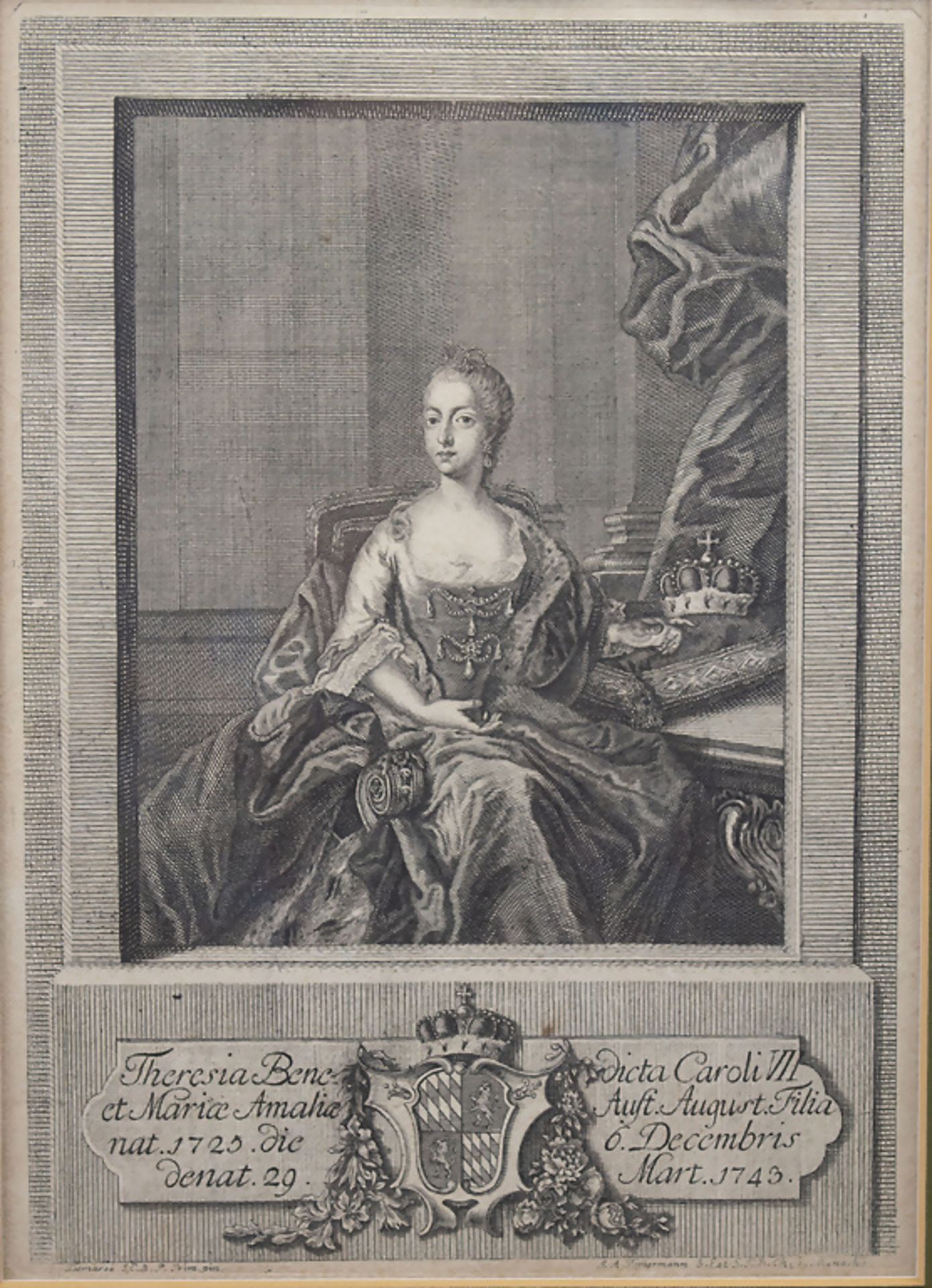 Porträt-Stich 'Theresia Benedicte von Bayern', 19. Jh.