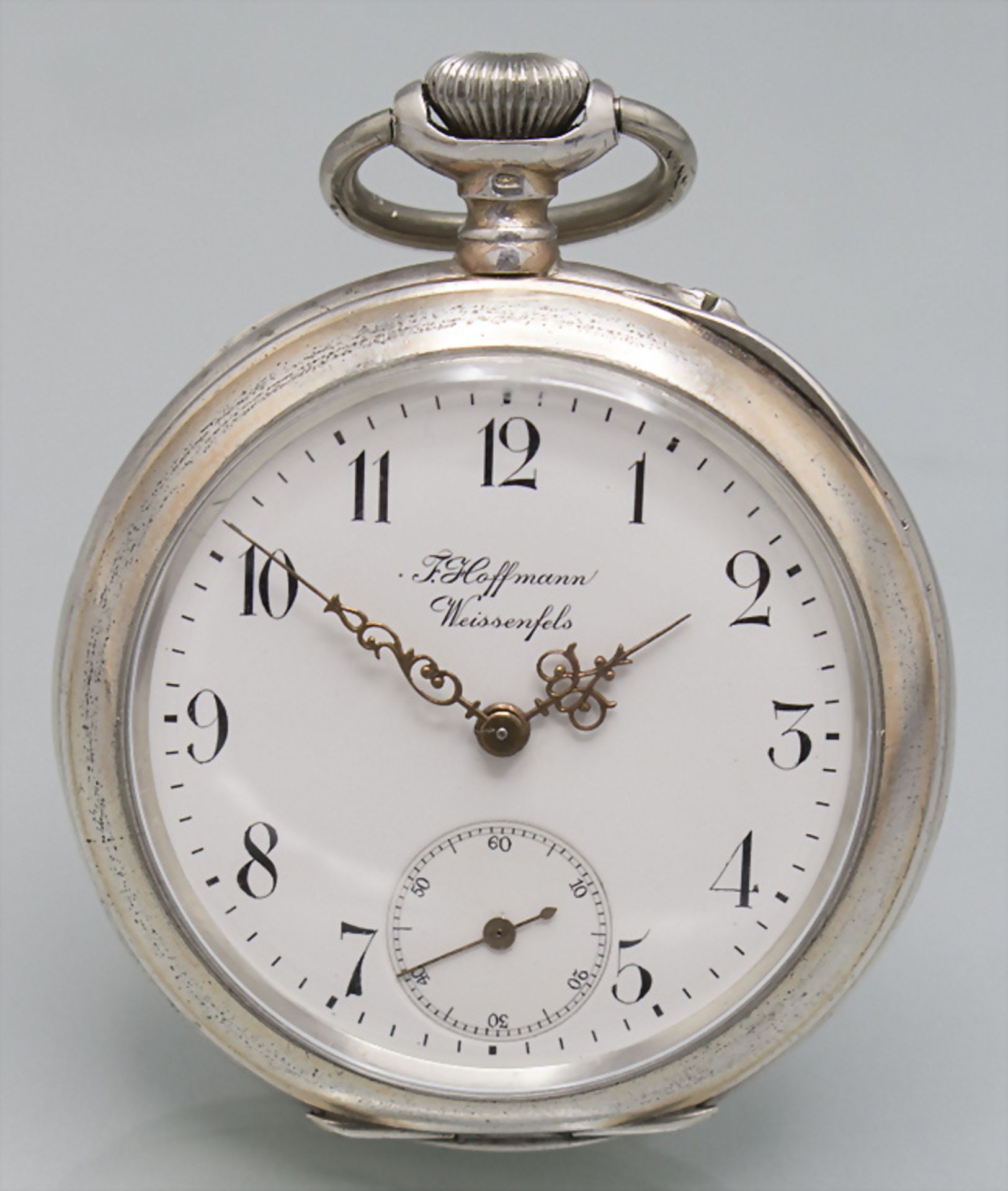 Offene Herrentaschenuhr / A men's silver pocket watch, F. Hoffmann, Weissenfels, um 1892