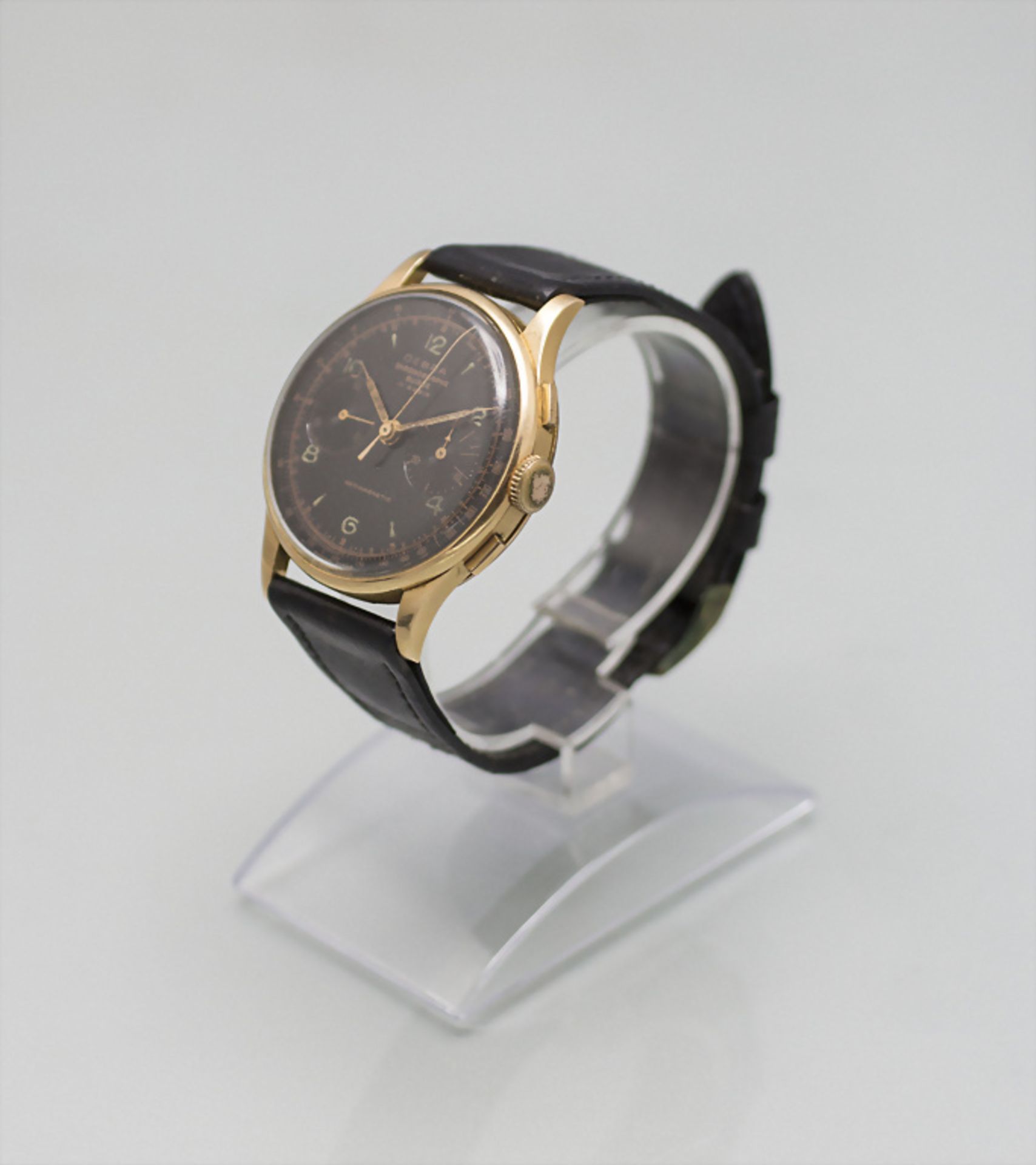 Herrenarmbanduhr / Chronograph / An 18 ct gold men's wristwatch, Schweiz / Swiss, um 1940 - Image 3 of 8