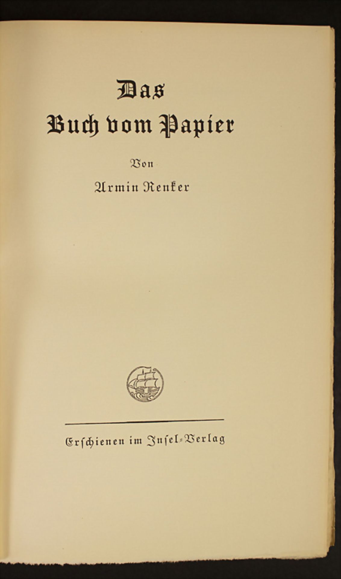 Armin Renker: 'Das Buch vom Papier', 1929