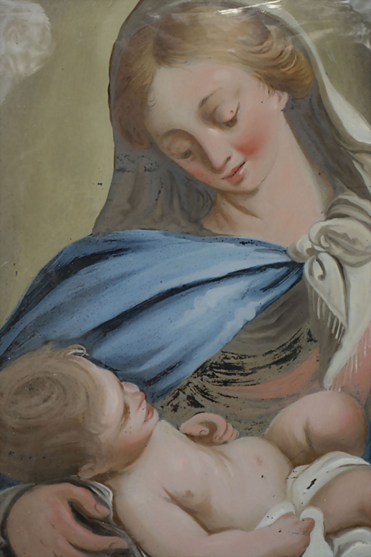 Hinterglasmalerei 'Maria mit Jesuskind' / 'Madonna with Jesus', Augsburger Schule, 18./19. Jh. - Image 3 of 6