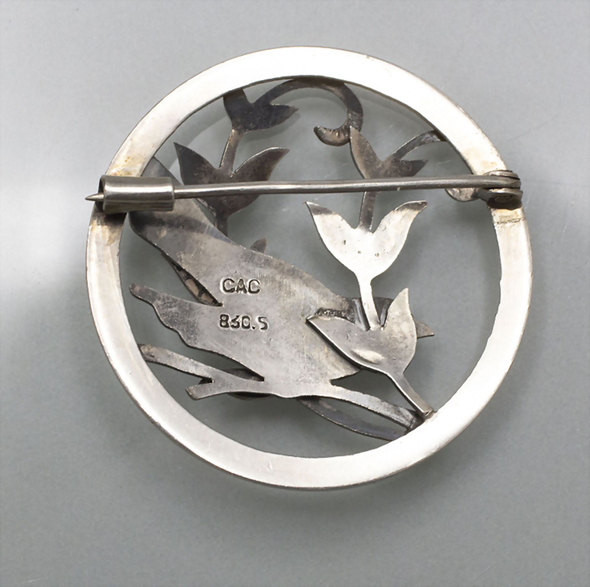 Jugendstil Silberbrosche mit Vogel / An Art Nouveau silver brooch with a bird, C.A. ... - Bild 2 aus 2