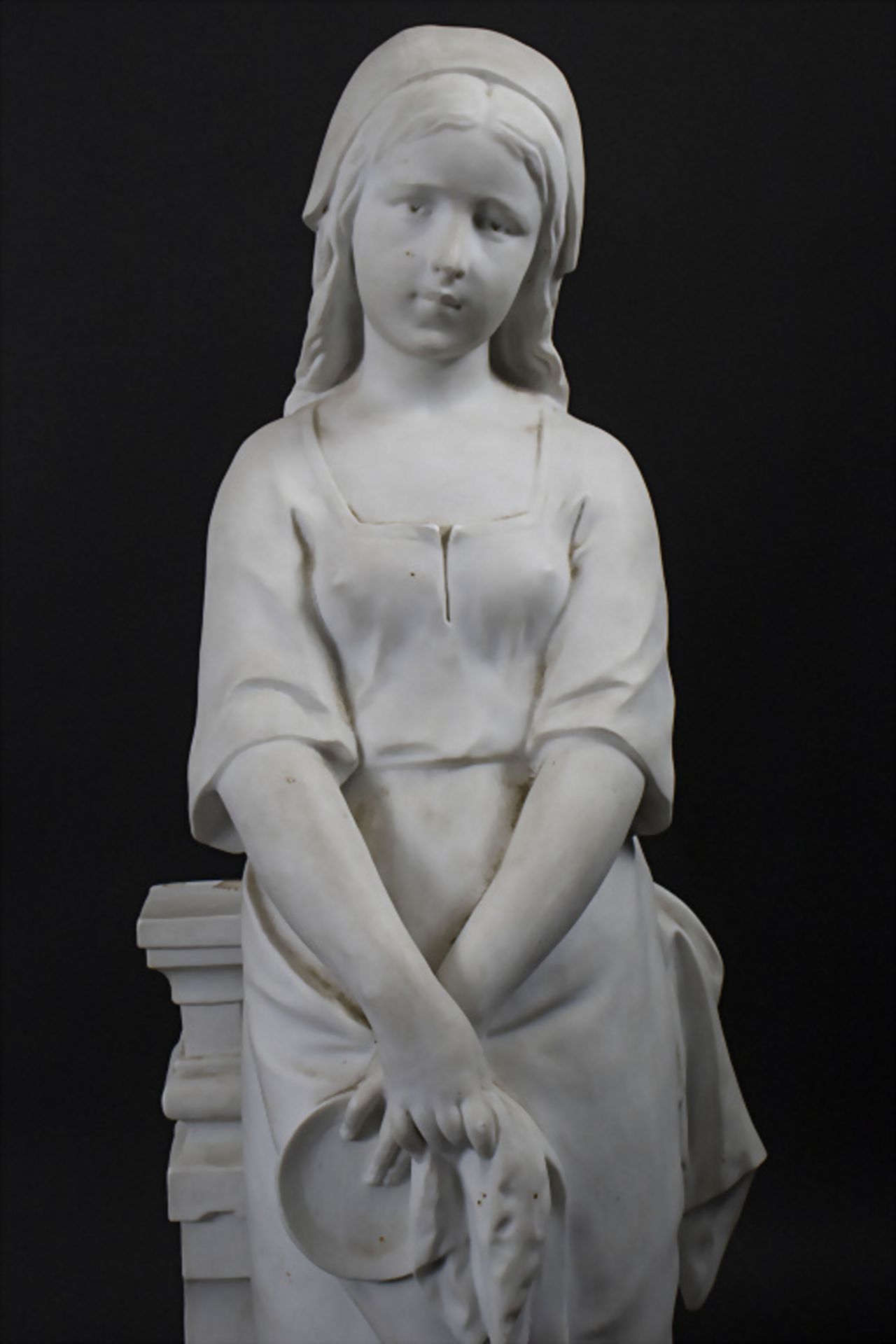 Nicolas Lecorney (aktiv 1880-84), große Bisquitporzellan Skulptur 'Junges Mädchen' / A large ... - Bild 2 aus 8