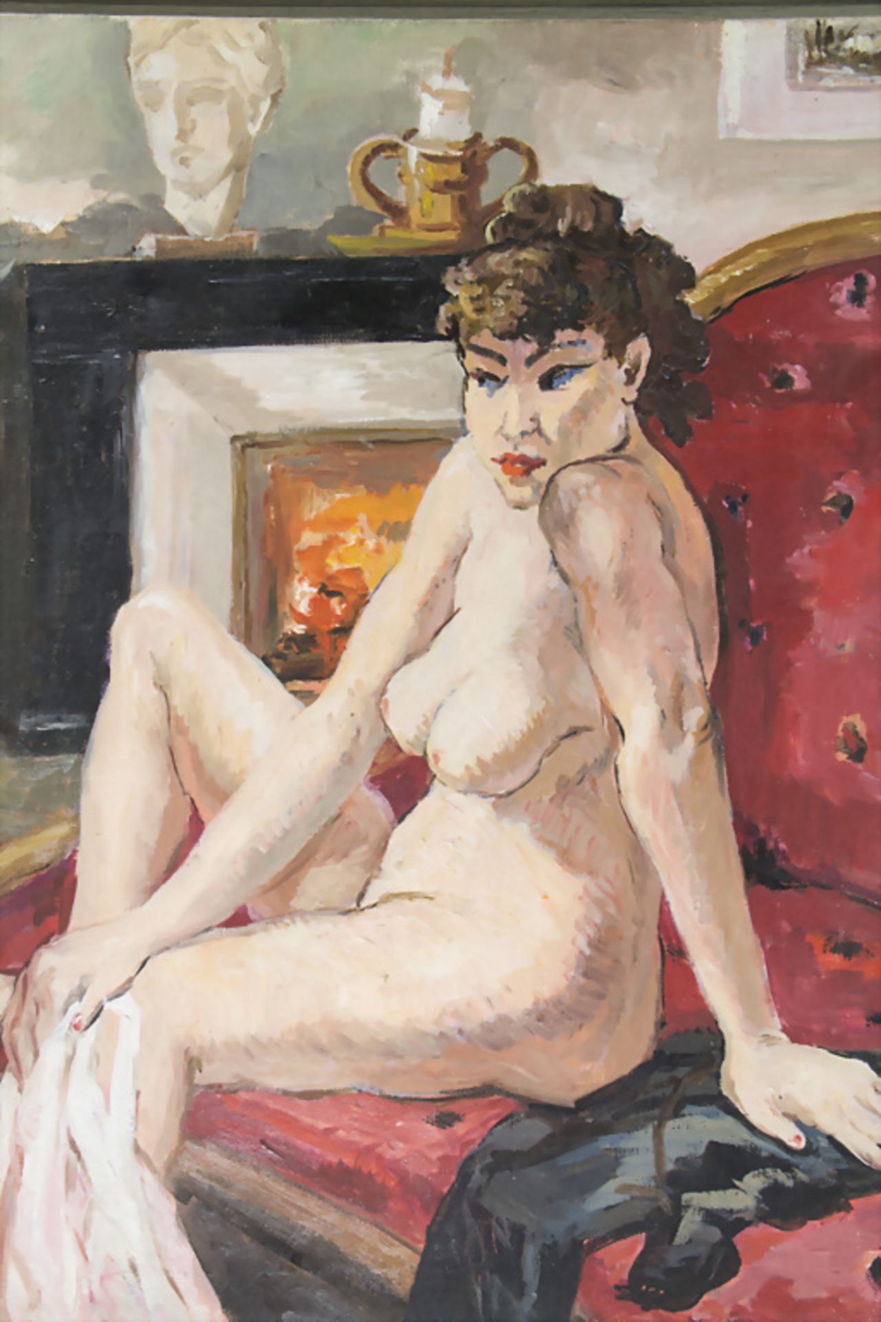 Andrée Bizet (1888-1970), 'Frauenakt vor Kamin' / 'Female nude in front of the fireplace', 20. Jh. - Image 2 of 5