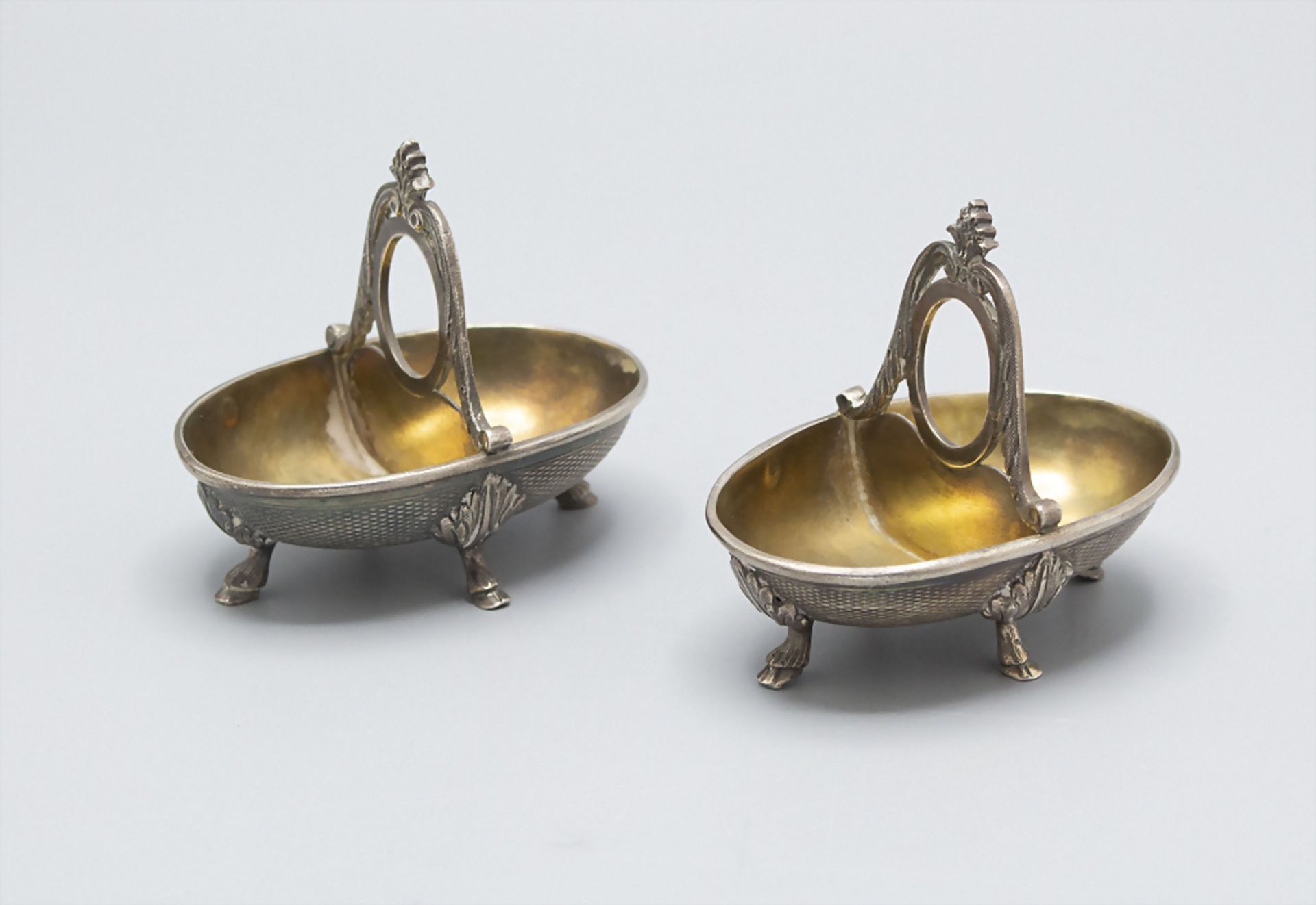 Paar Doppelsalieren / Gewürzschälchen / A pair of silver double salt cellars, Frankreich, 19. Jh.