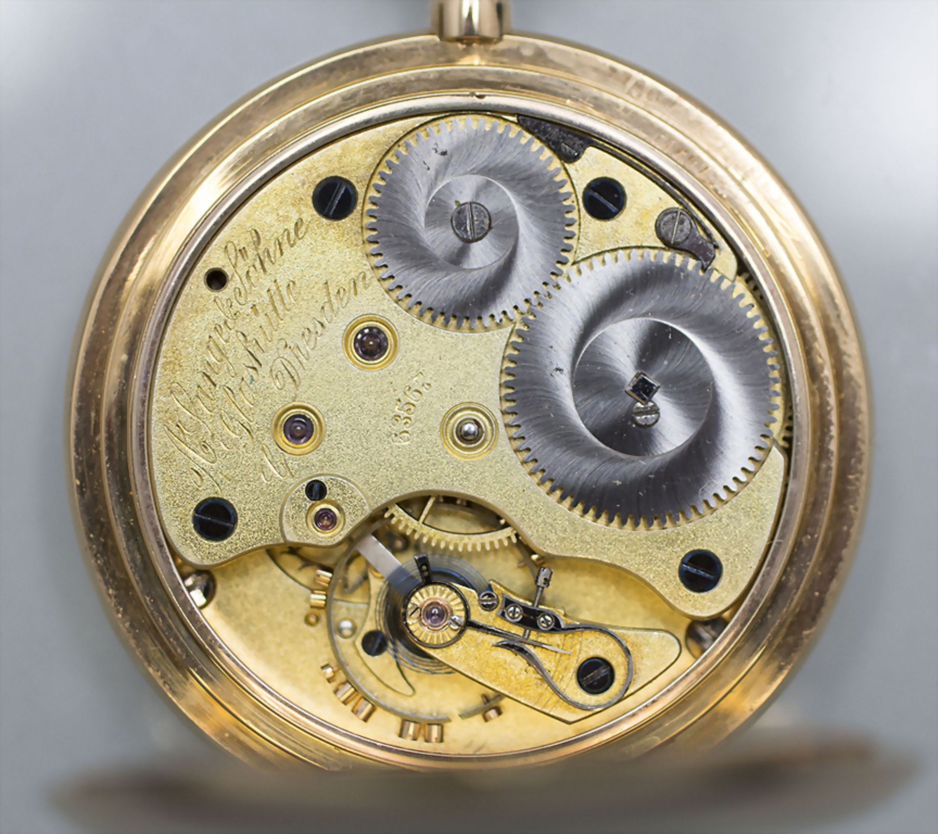 Savonette Taschenuhr / A 18 ct gold pocket watch, A. Lange & Söhne, Glashütte in Sachsen, um ... - Image 5 of 9