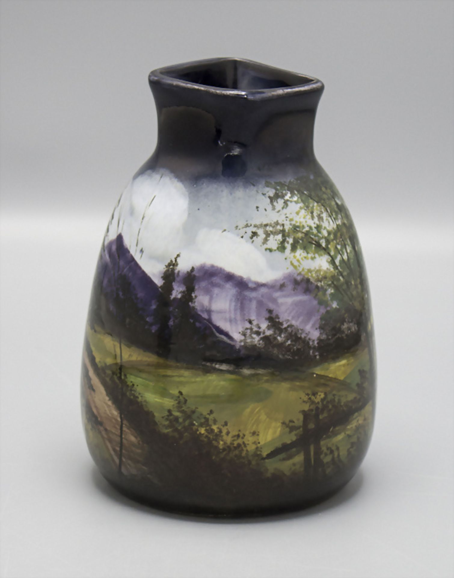 Jugendstil Schwarzwald Vase mit Abendstimmung, Schramberg, um 1920 - Image 3 of 5