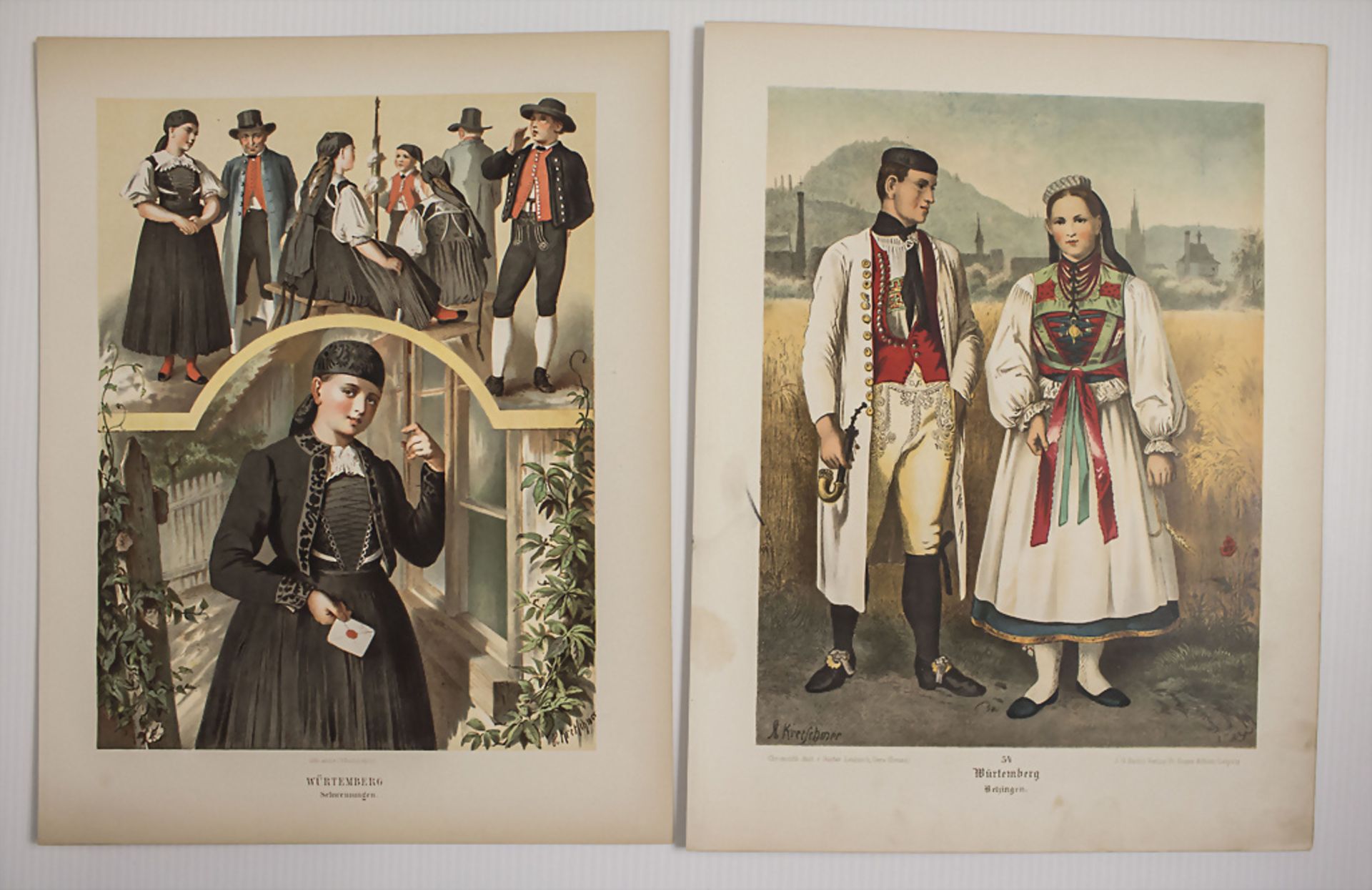 Konvolut 15 Trachtenbilder / A set of 15 traditional costume pictures, 1890 - Bild 2 aus 5