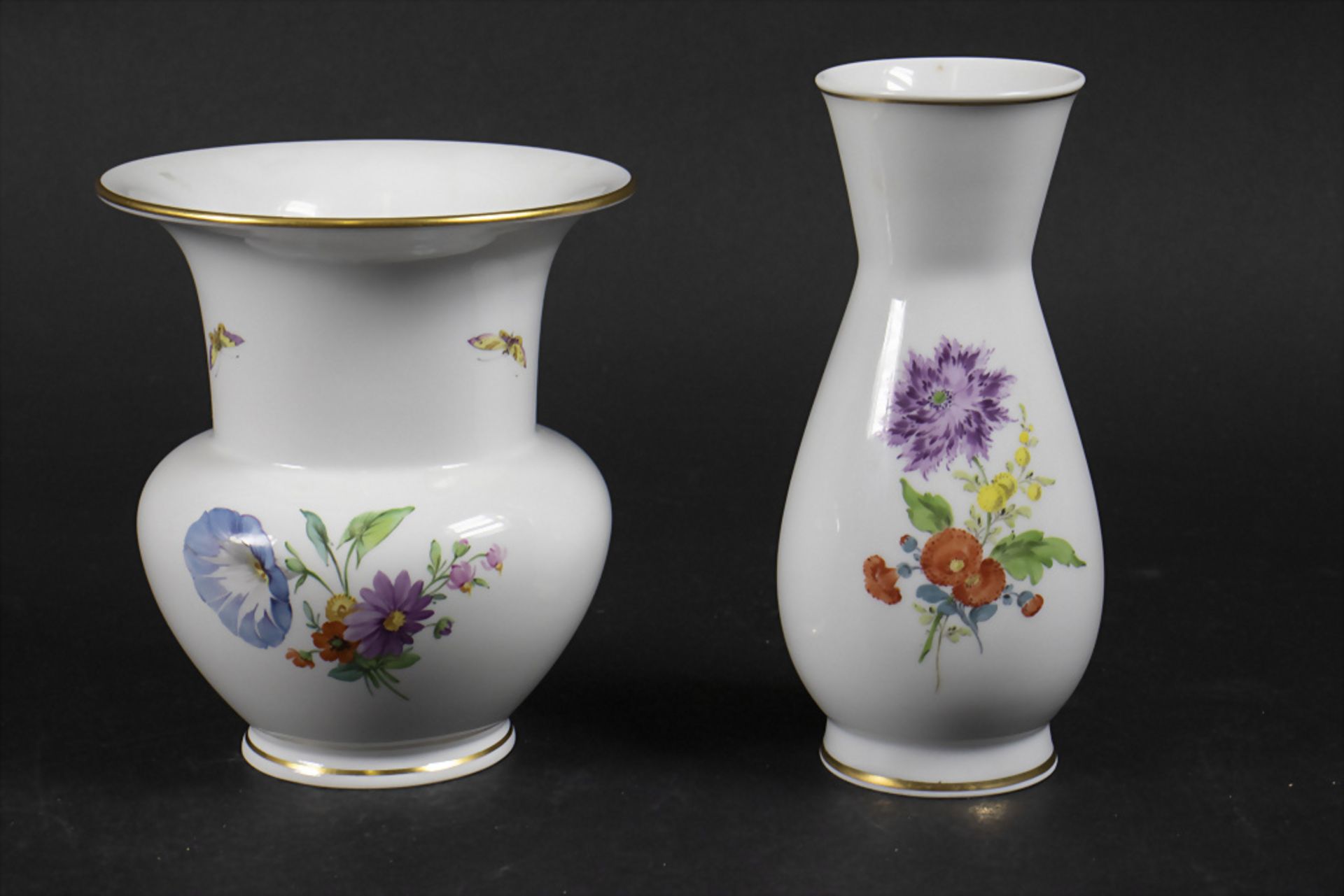 2 Porzellanvasen / Two porcelain vases, Meissen u. KPM Berlin