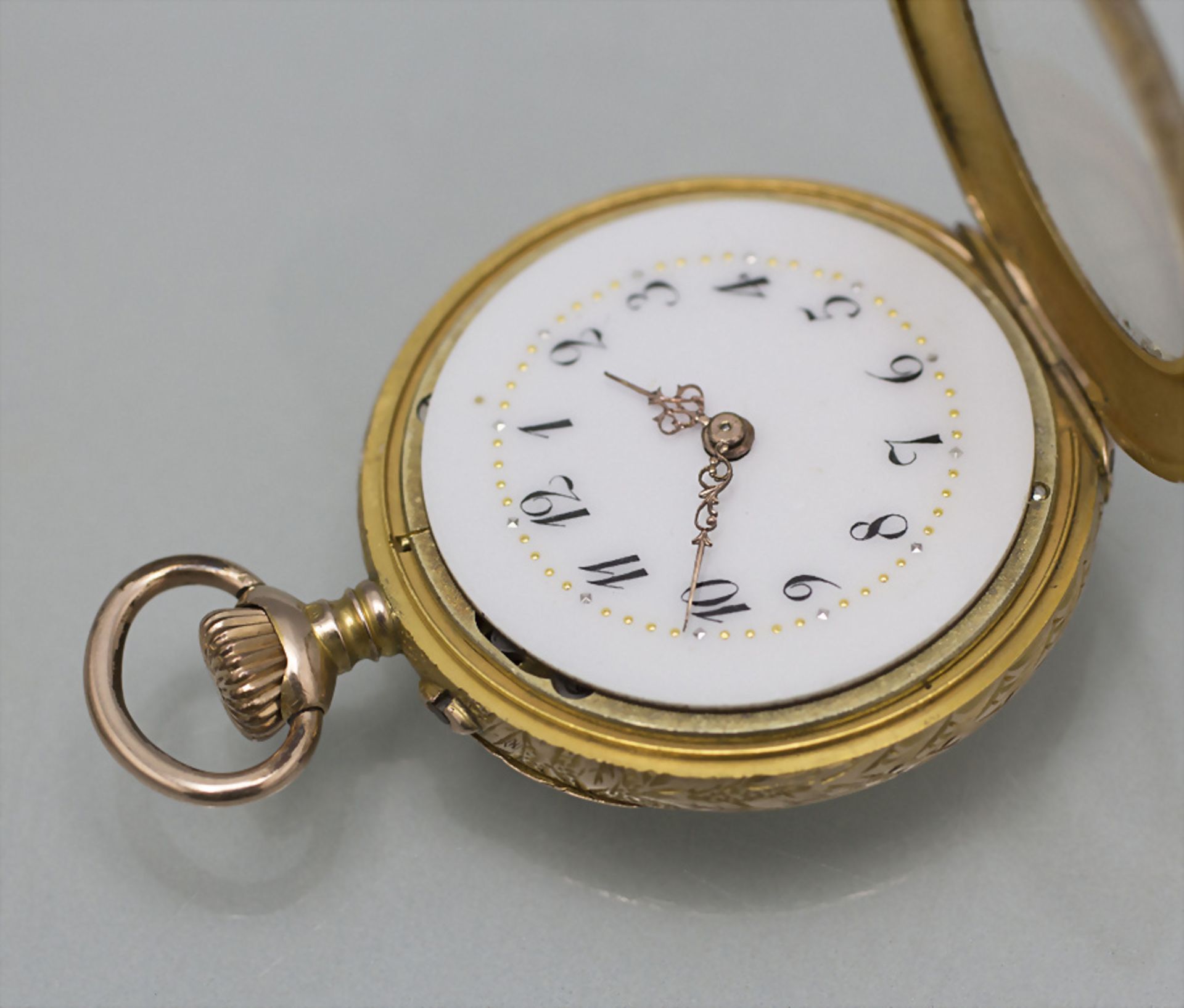 Jugendstil 14 kt Gold Taschenuhr / An Art Nouveau 14 ct gold pocket watch, Gebr. Eppner, ... - Image 3 of 7