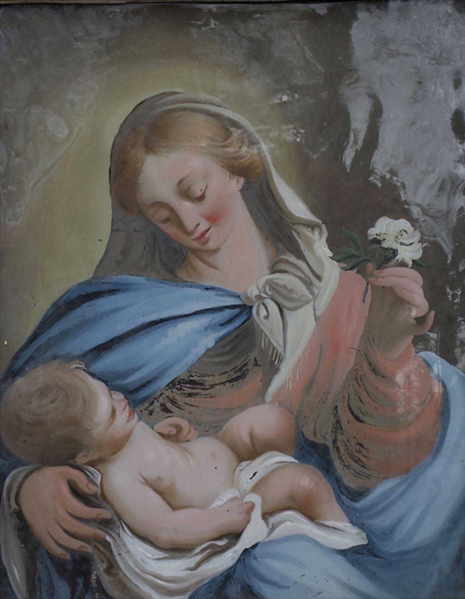 Hinterglasmalerei 'Maria mit Jesuskind' / 'Madonna with Jesus', Augsburger Schule, 18./19. Jh.