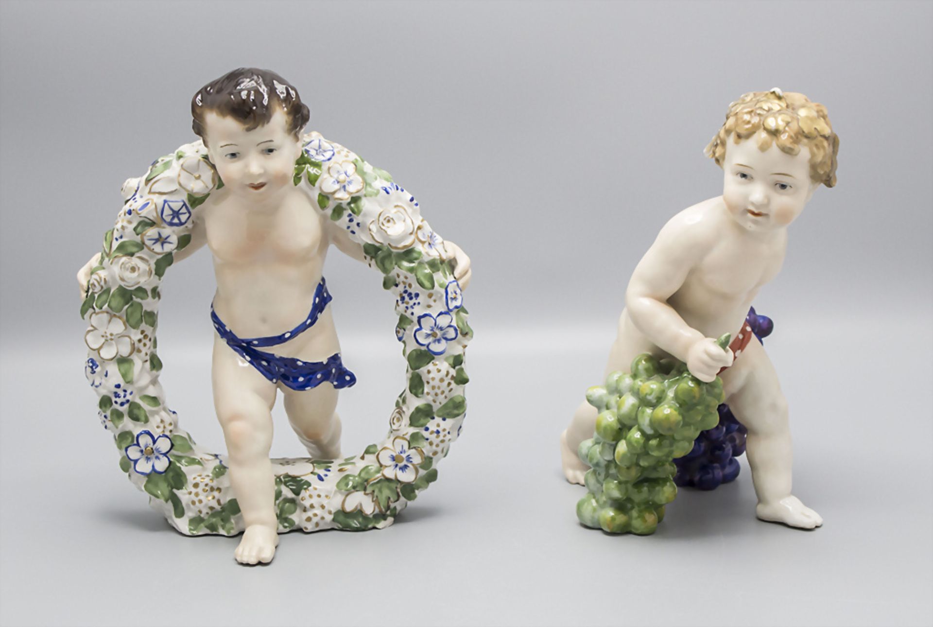 2 Putti Figuren / Two figures of porcelain, Karl Ens, Volksstedt-Rudolstadt, Anfang 20. Jh.
