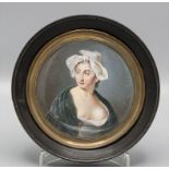 Erotische Miniatur Porträt einer Dame / A miniature portrait of a young lady, Frankreich, ...