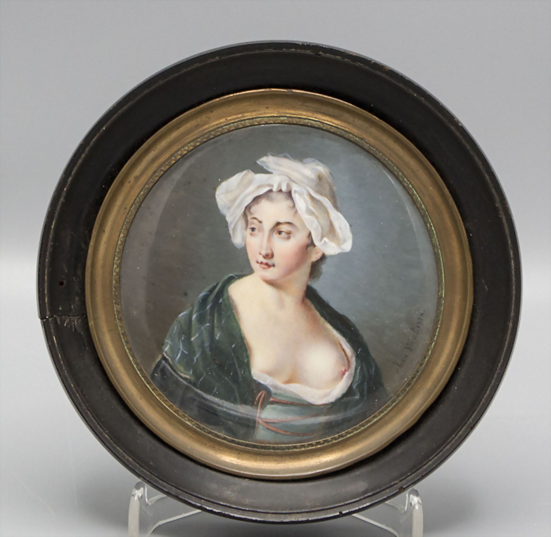 Erotische Miniatur Porträt einer Dame / A miniature portrait of a young lady, Frankreich, ...