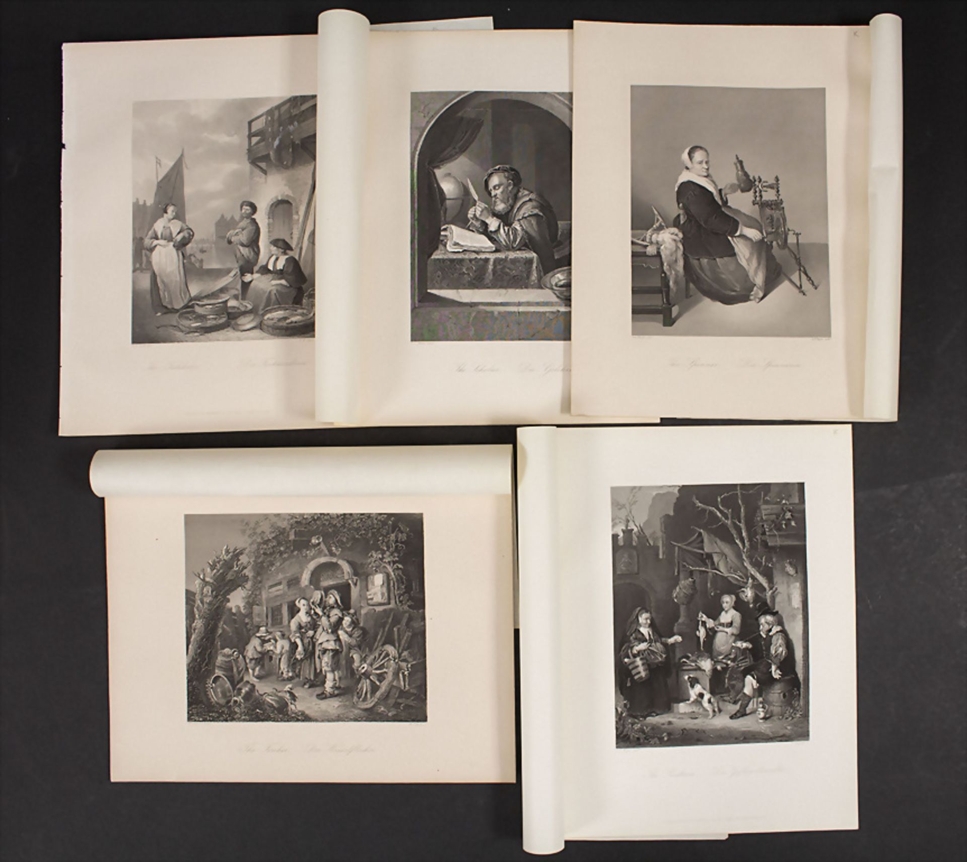 Konvolut Stiche 'Berufe' / A set of 5 engravings 'Professions', 19. Jh.