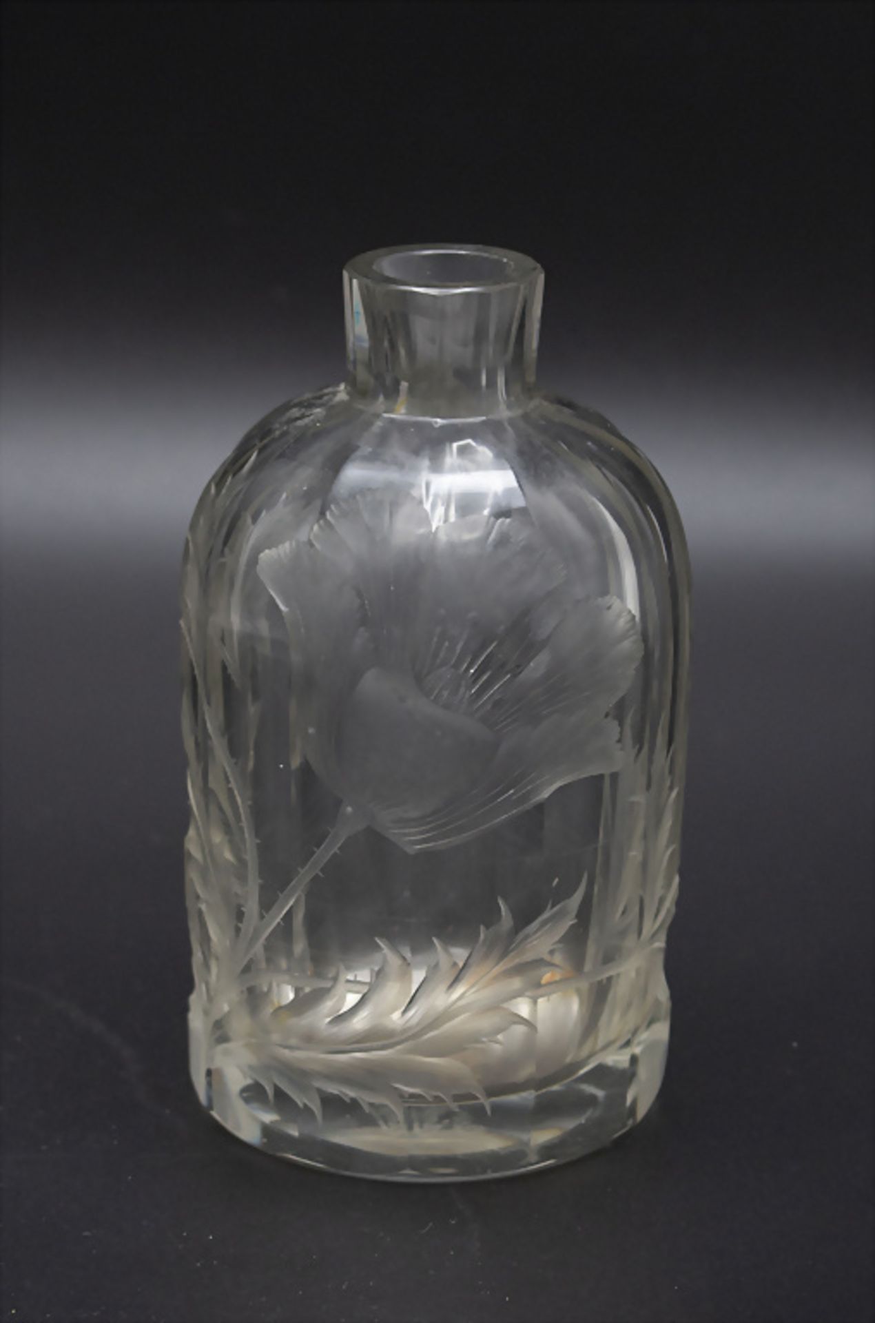 Jugendstil Glasflasche mit Mohnblume / An Art Nouveau glass bottle with poppy flower, Ludwig ...